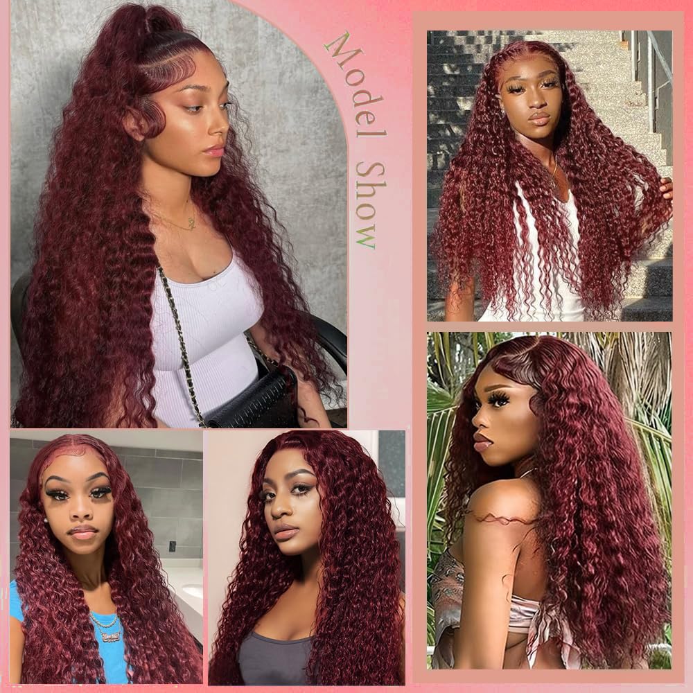 Reddish Brown Lace Front Wigs Human Hair 30 Inch Reddish Brown Curly Lace Front Wig 180 Density 33# Deep Wave 13x6 HD Lace Frontal Wigs Human Hair Pre Plucked for Women Auburn Colored Human Hair wig - Image 6