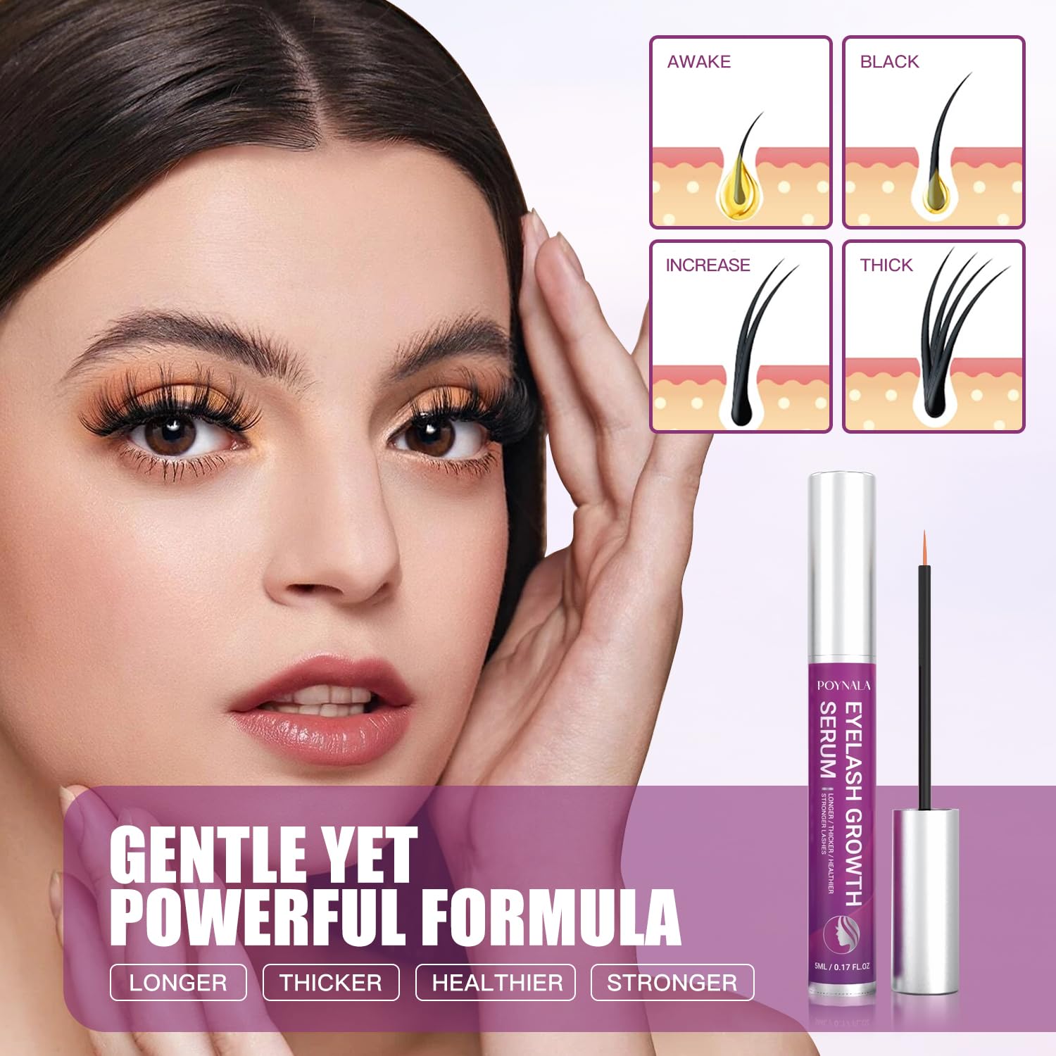 Premium Eyelash Growth Serum - Lash Enhancing Serum with Advanced Formula to Boost Longer Fuller and Thicker Looking Lashes - Vegan & Cruelty - Free Treatment 5mL 0.17 Fl Oz - Image 3