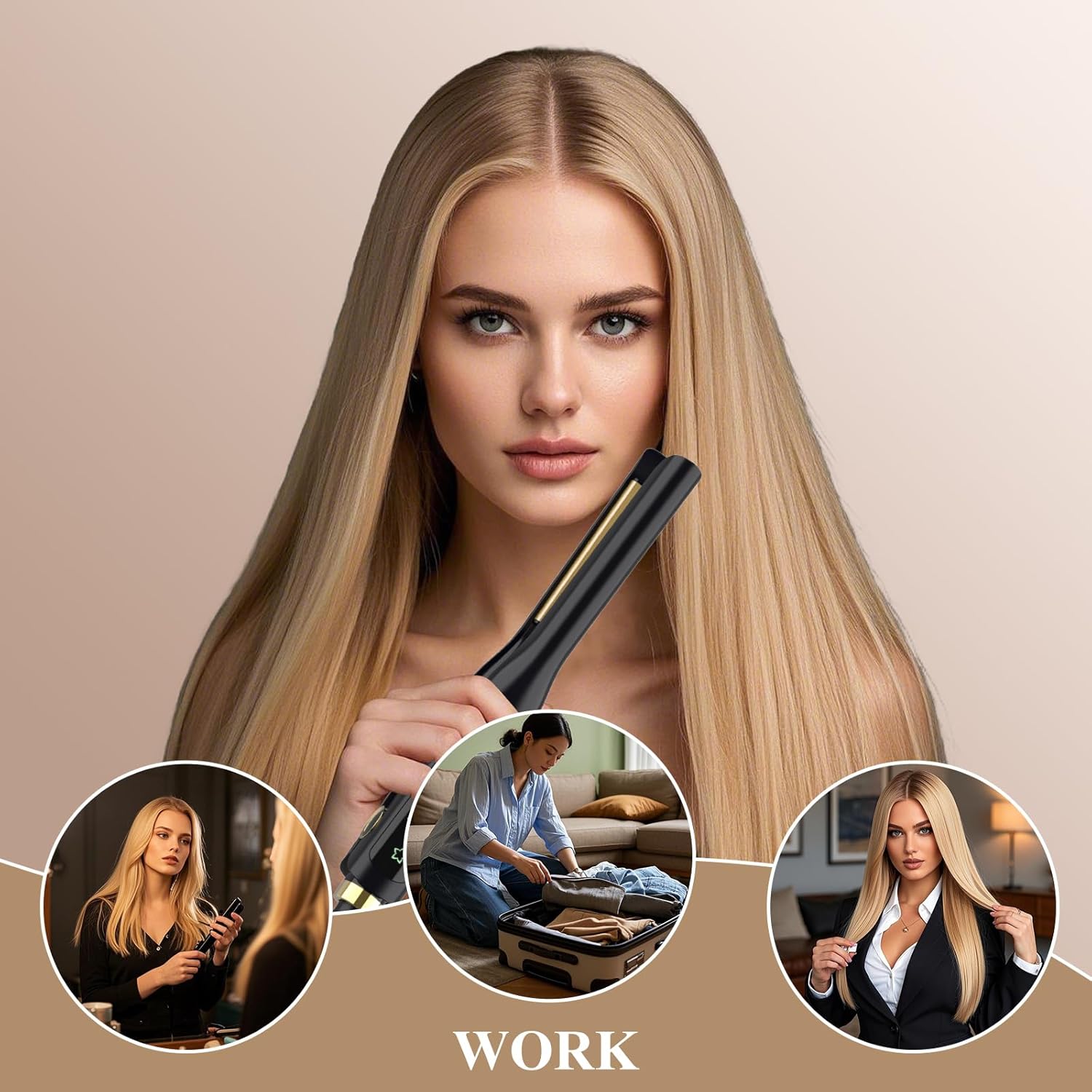 Flat Iron, 1/2 Inch Flat Iron for Short Hair Straightener and Curler 2 in 1, Dual Voltage, Ceramic Ionic Floating Plates for Less Frizz, 10s Quick Heat Up(Black) - Image 7