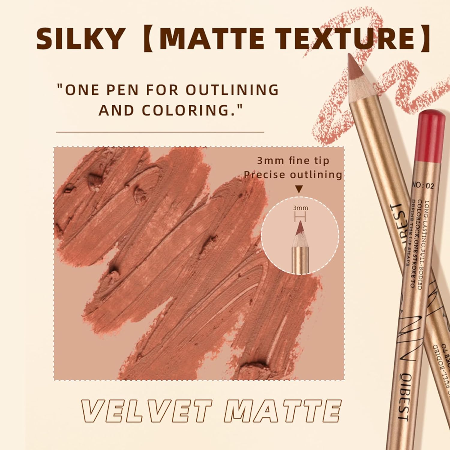 12PCS Matte Lip Liner Set,Waterproof Lipstick Liner Slim,High Pigmented Creamy Lipliners Pencil,Non-fading Long Lasting Lip Liner Pencil for Women - Image 3