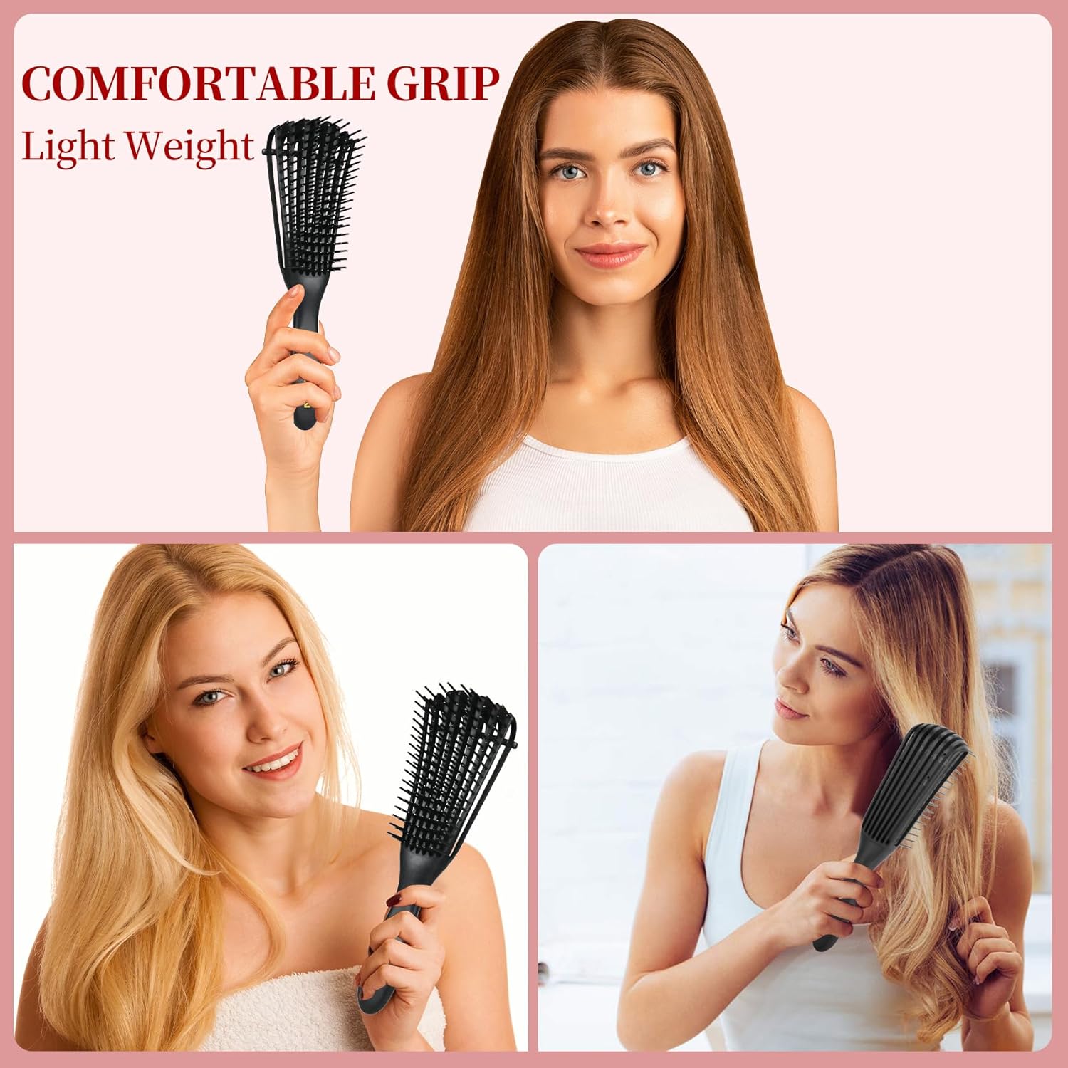 Textured Hair Brush Set for 3a to 4c Afro Hair Detangler Black - Image 7