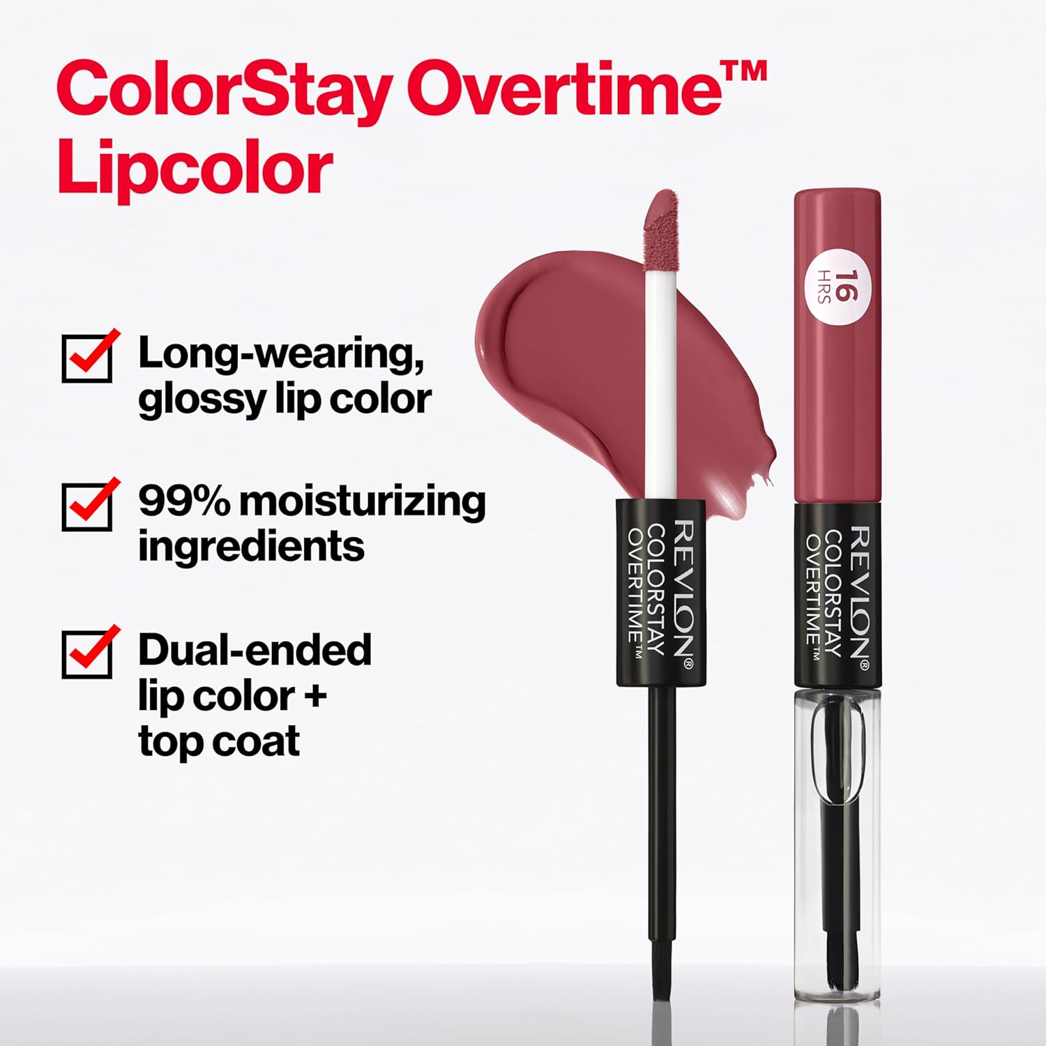 Revlon Liquid Lipstick with Clear Lip Gloss, ColorStay Overtime Lipcolor, Dual Ended with Vitamin E, 340 Eternally Tan, 0.07 Fl Oz - Image 4