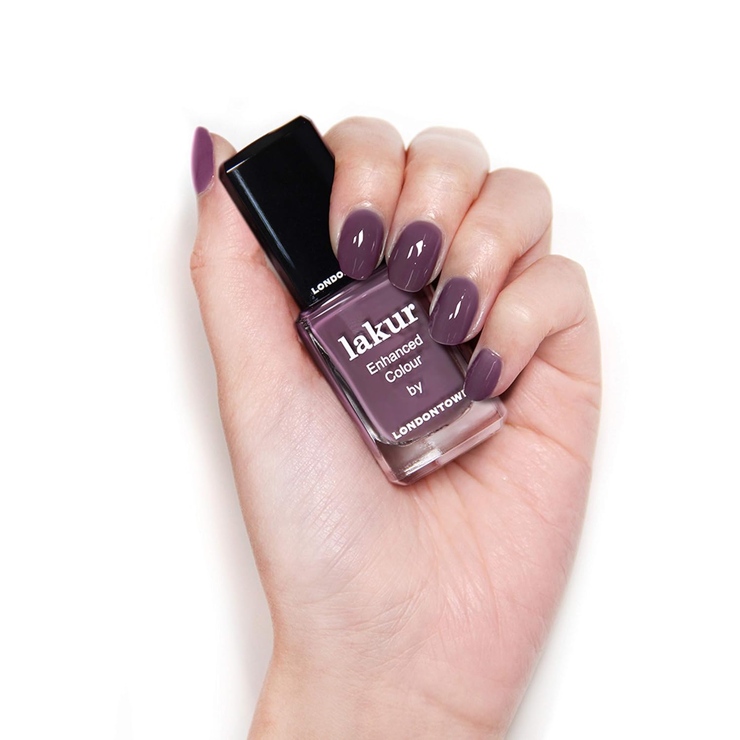 LONDONTOWN lakur Nail Polish - Chip-Resistant, Non-Toxic, Conditions & Hydrates Nails | Glossy Mauve Plum, Save the Queen, .40 fl oz - Image 4