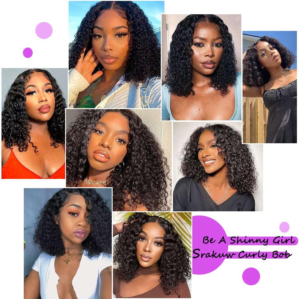 Wear and Go Glueless Wigs Human Hair Pre Plucked Pre Cut Lace Front Wigs for Black Women 180 Density Water Wave Bob Wig Human Hair Curly Wig (14 Inch) - Image 6