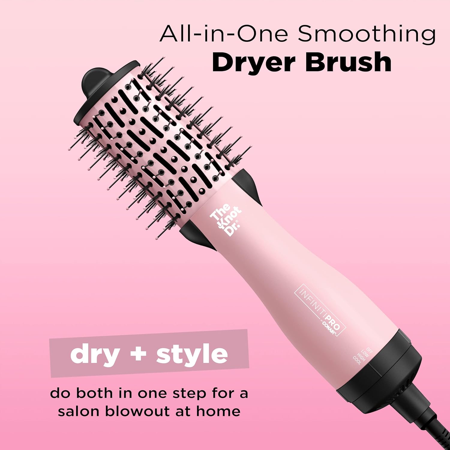 INFINITIPRO BY CONAIR The Knot Dr. All-in-One Travel Friendly Oval Dryer Brush, Hair Dryer & Volumizer, Hot Air Brush - Image 2