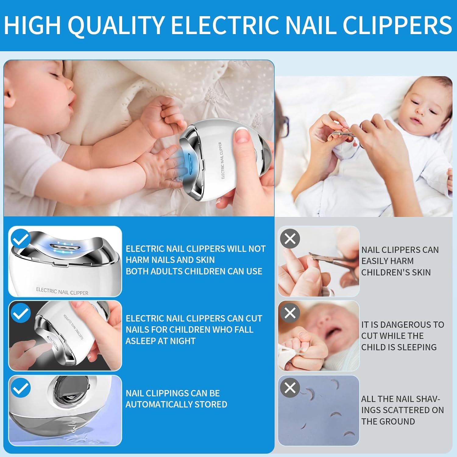 Automatic Electric Nail Clipper with Nail File, 3 Speeds LCD Digital Display and LED Light, USB Rechargeable, Fingernail Trimmer with Nail Clipper Storage Best Gift for Mom Dad Kids, Seniors - Image 4