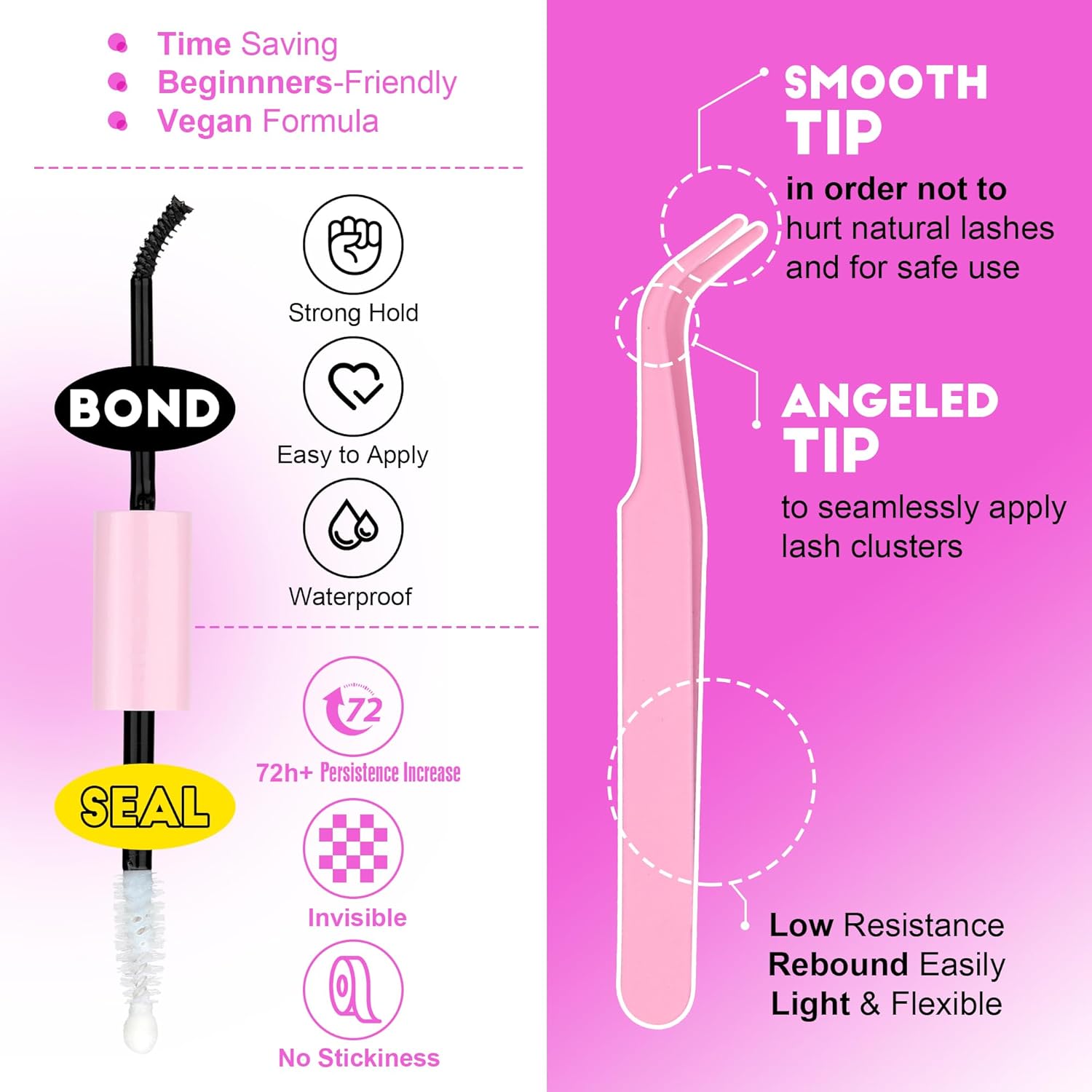 Pawotence Lash Extension Kit DIY 280pcs Lash Clusters Eyelash Extension Kit, 9-16mm 30D 40D Individual Lashes Kit with Lash Bond and Seal, Lash Tweezers for Self Use (30D&40D, 0.07D, 9-16mm, Kit) - Image 5