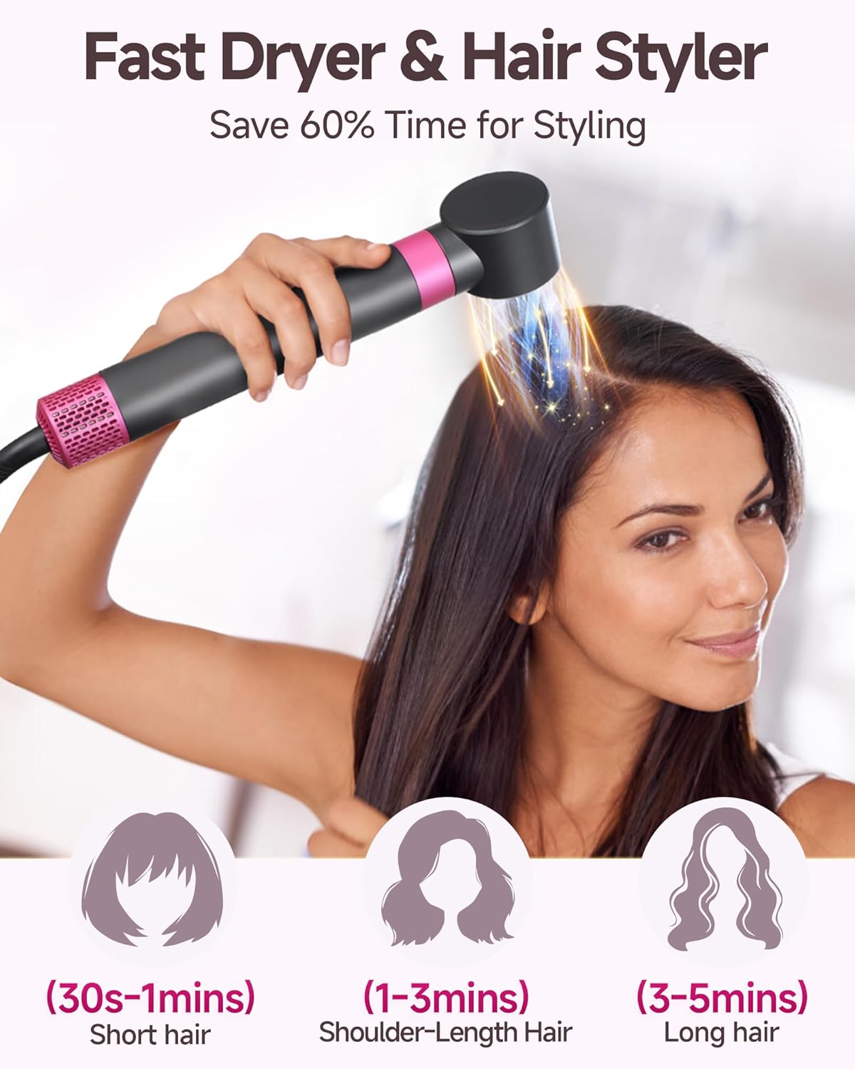 5 in 1 Professional Hair Dryer Brush with 50 Million Negative Ions Fast Drying Curling Volumizing 110000 RPM - Image 3