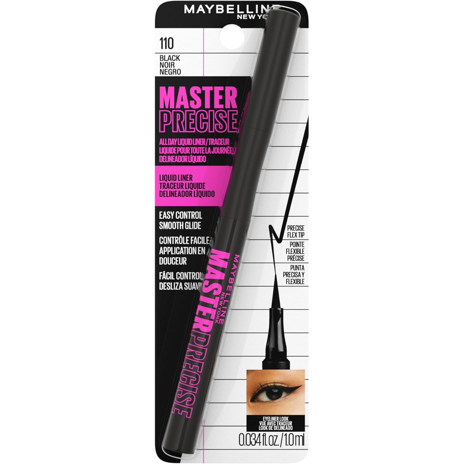 Maybelline Eyestudio Master Precise All Day Waterproof Liquid Eyeliner Makeup, Black, 2 Count (Packaging May Vary) - Image 9