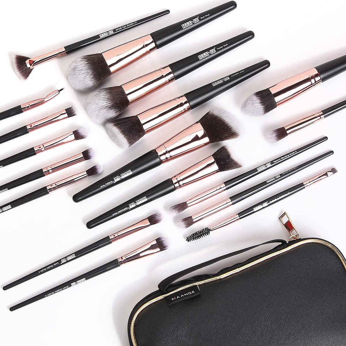 Makeup Brushes, 18 Pcs Professional Premium Synthetic Makeup Brush Set with Case, Foundation Kabuki Eye Travel Make up Brushes sets (Black Gold) - Image 8