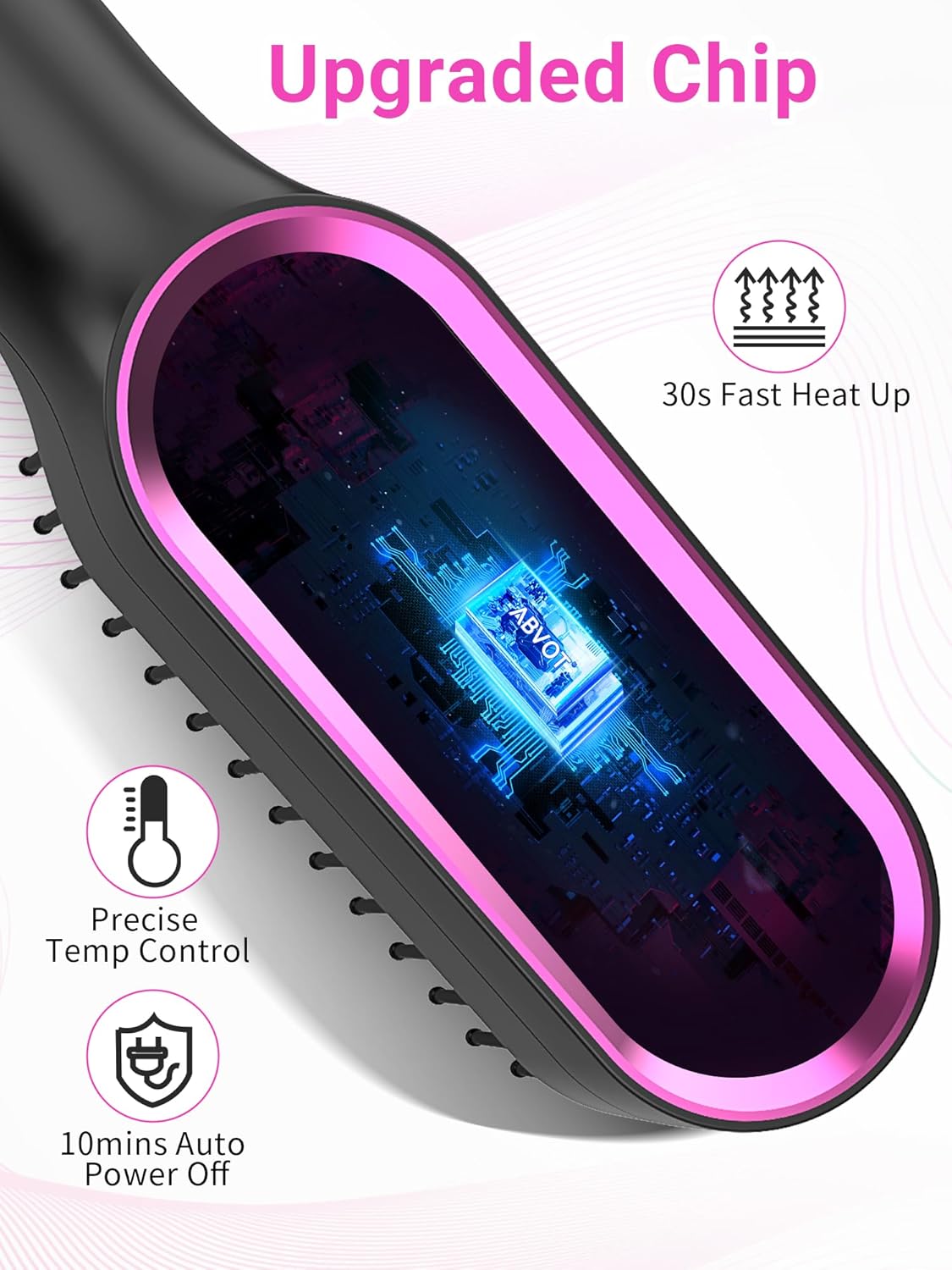 Hair Straightener Brush with Air Vents, ABVOT All in 1 Hot Air Straightening Comb for Black Women, Dual Voltage, Auto Shut Off, Anti Scald Shell, Fast Heat Up, for Curly Hair | Black - Image 9