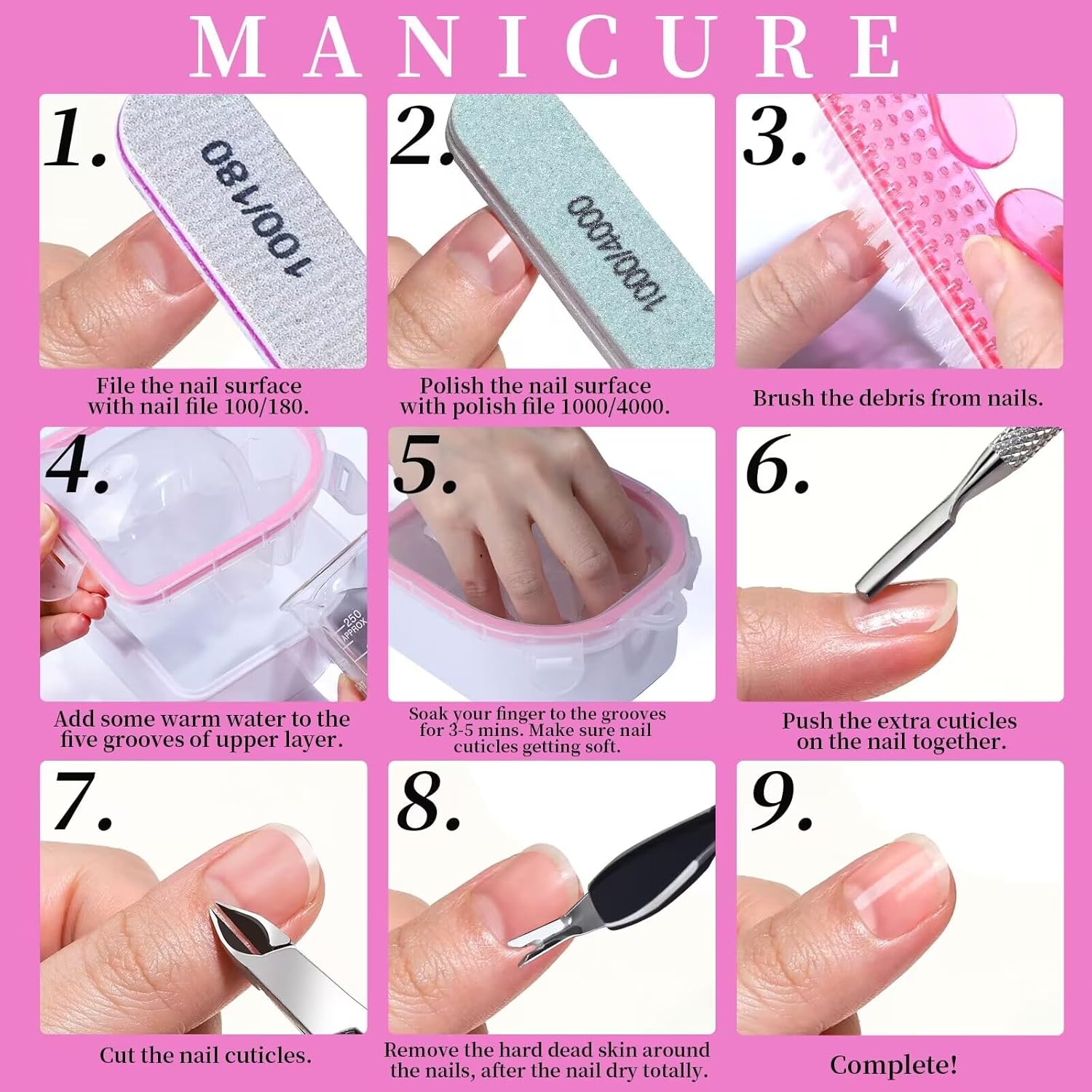 FANDAMEI Gel Nail Polish Remover Kit, Soaking Bowl for Acrylic Nails, Dip Powder Remover Tools, Manicure Bowls, Cuticle Kit - Image 6