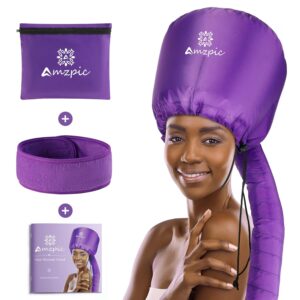 Bonnet Hood Hair Dryer Attachment - Soft, Adjustable Extra Large Bonnet Hair Dryer for Speeds Up Drying Time at Home, Easy to Use for Styling, Curling and Deep Conditioning (Purple)