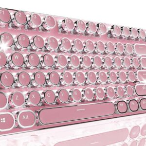 EWEADN TK950 Typewriter Keyboard Wireless Mechanical Keyboards, 104 Keys Aesthetic Typewriter Keyboard with White Backlit, Anti-Ghosting, Blue Switch Bluetooth/2.4GHz/USB-C Wired Cute Keyboards-Pink