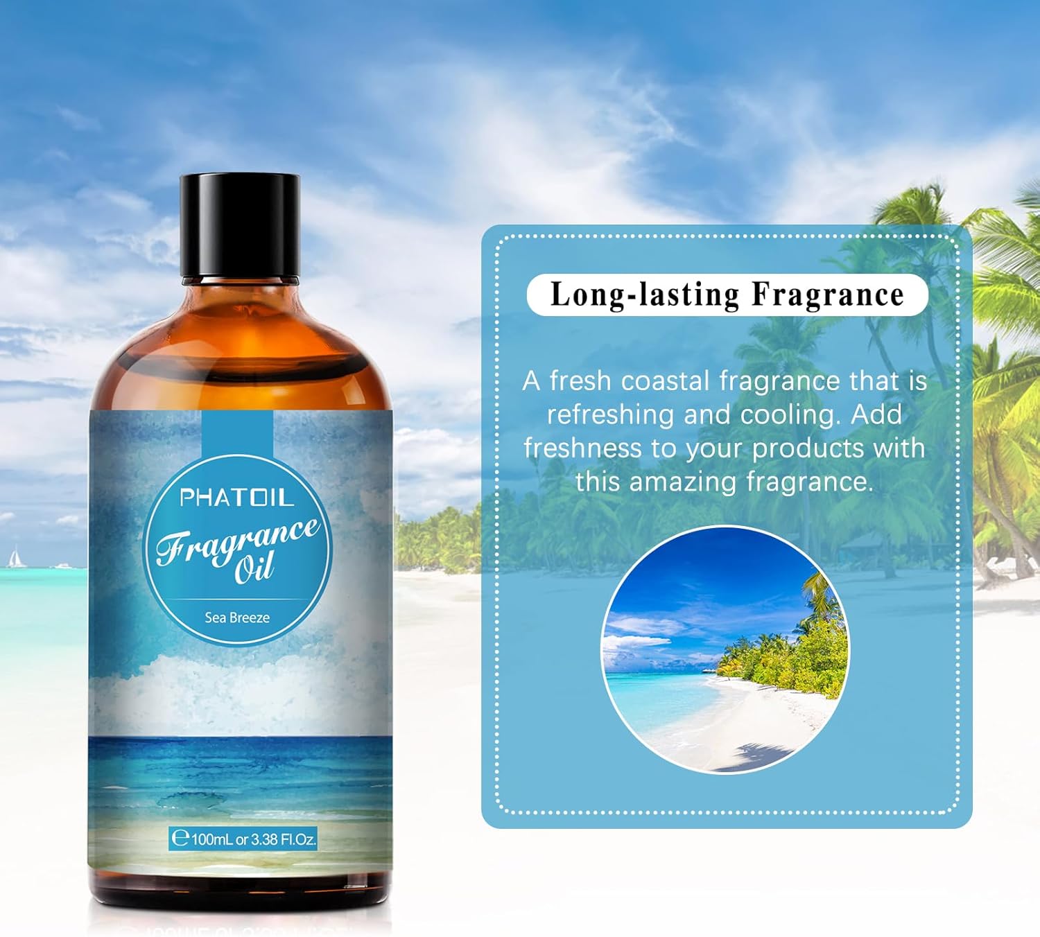 3.38FL.OZ Sea Breeze Fragrance Oils for Aromatherapy, Essential Oils for Diffusers for Home, Perfect for Diffuser, DIY Candle and Soap Making, DIY Scented Products - 100ml - Image 6