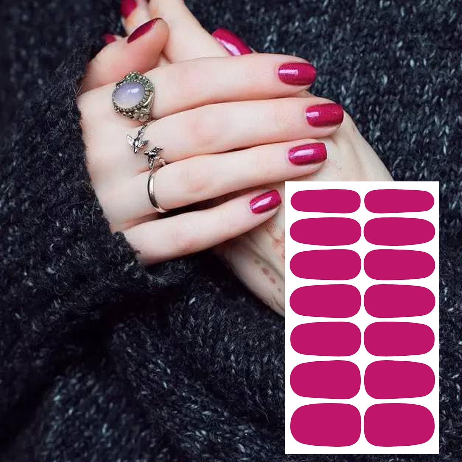 20 Sheets 280 Pcs Mix-Color Solid Nail Polish Strips for Women Girls Nails Stickers Full Nail Wraps Pink Yellow Solid Nail Polish Stickers Nails Stick On Nails Self Adhesive Gel Nail Strips - Image 4