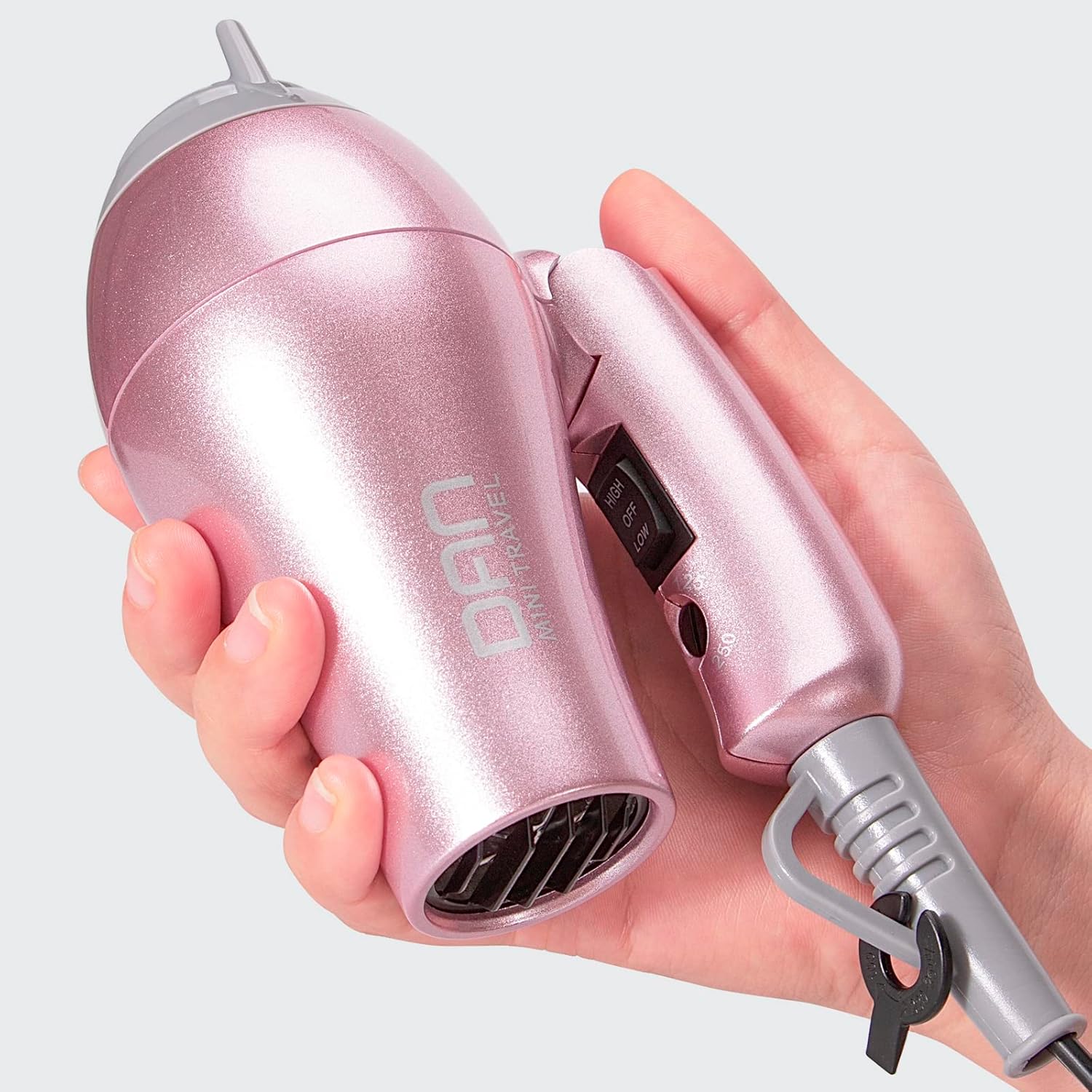 DAN Technology Pink Mini Travel Dual Voltage Hair Dryer Set with Concentrator and Diffuser - Image 2