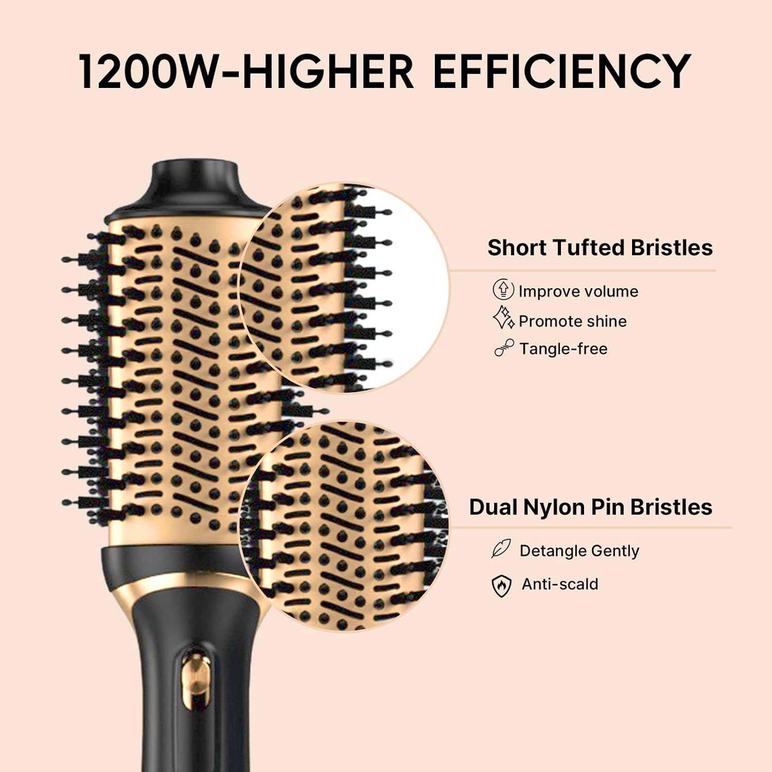 Hair Dryer Brush, Multifunctional Hot Air Brush with Adjustable Heat Settings for Different Hair Types, Negative Ion Technology & Quick Drying - Image 6