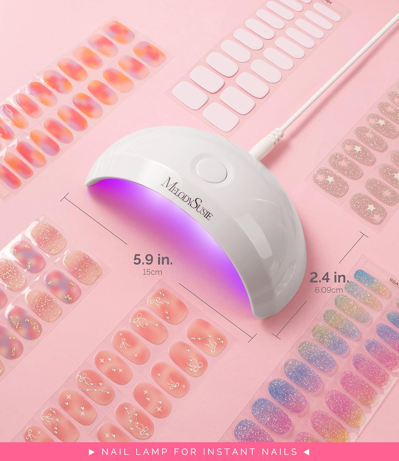 Melodysusie Starter-Friendly Mini LED UV Nail Lamp with 2 Timers, Pocket-Sized for Handheld & Desktop Use, P-art04 UV Light for Gel Nail Especially Instant Nails, Base/top Coat & Half-Cured Gel White - Image 5