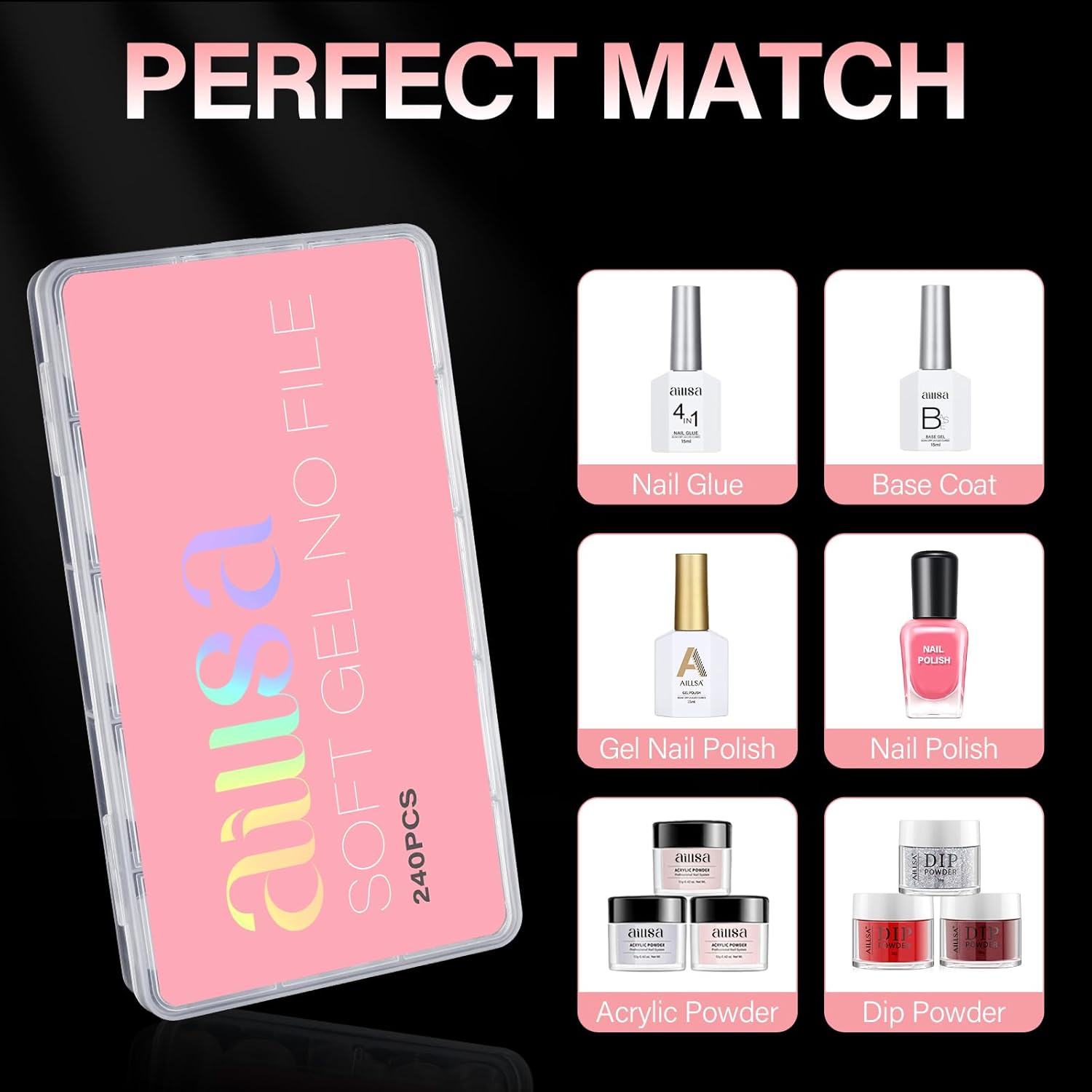 AILLSA Extra Short Coffin Nail Tips 15 Sizes Options Gel Nails Tips Full Cover Matte Prefiled Coffin Nails Tip Clear Soft Fake Nail Tip 240PCS with Storage Box - Image 9