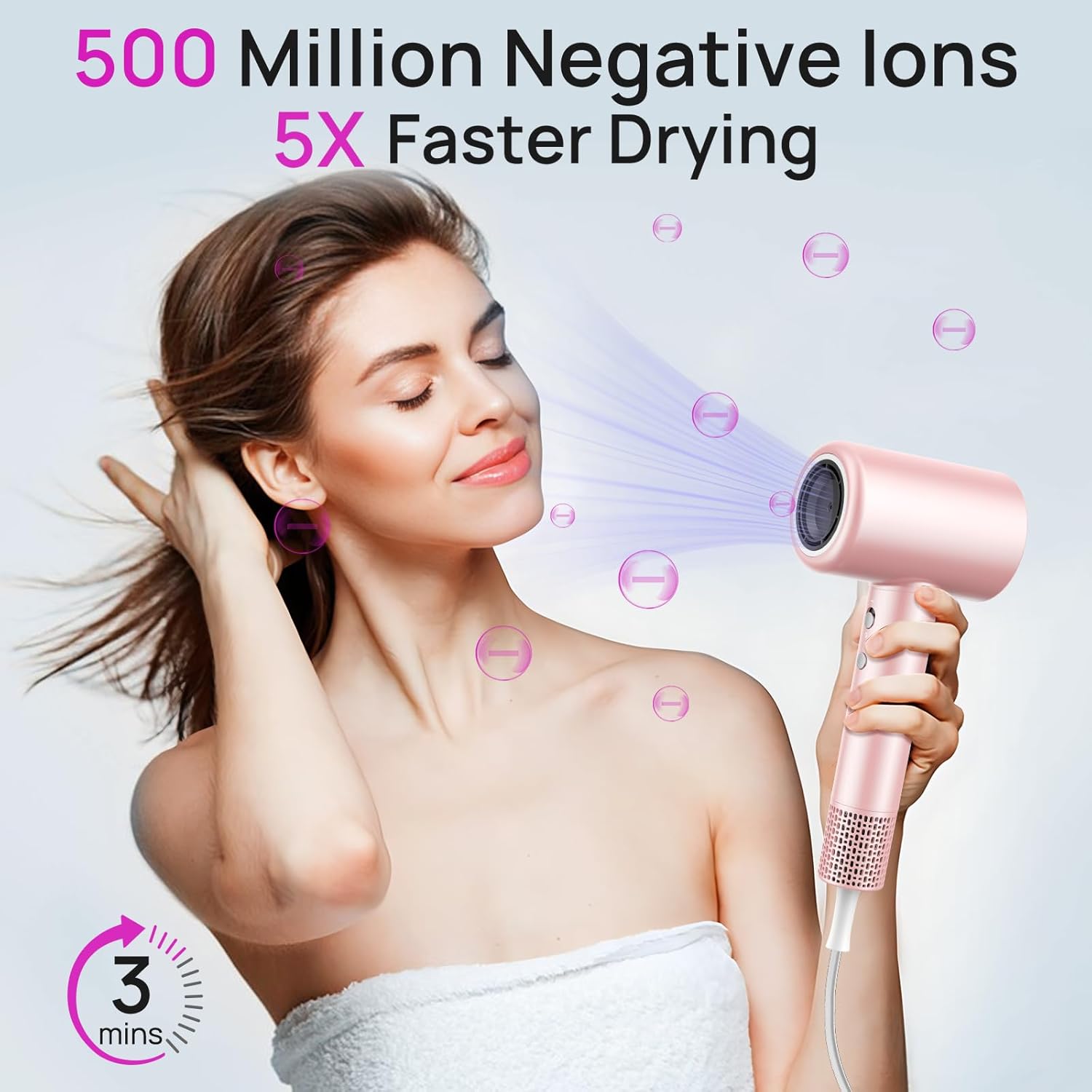 CONFU Hair Dryer, 110000 RPM Fast Drying Blow Dryer with Magnetic Diffuser and Concentrator, Professional Lightweight Ionic Hair Dryer for Women and Men - Image 2