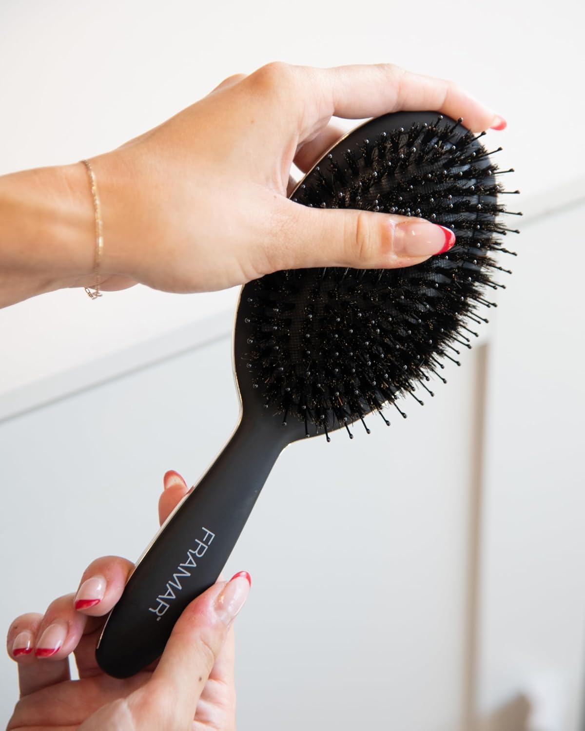 FRAMAR Soft Boar Bristle Hair Brush For Women – Boars Hair Brush For Women, Boar Brush For Fine Hair, Hairbrush For Fine Hair, Soft Bristle Brush For Slick Back, Volume and Shine - Black - Image 7