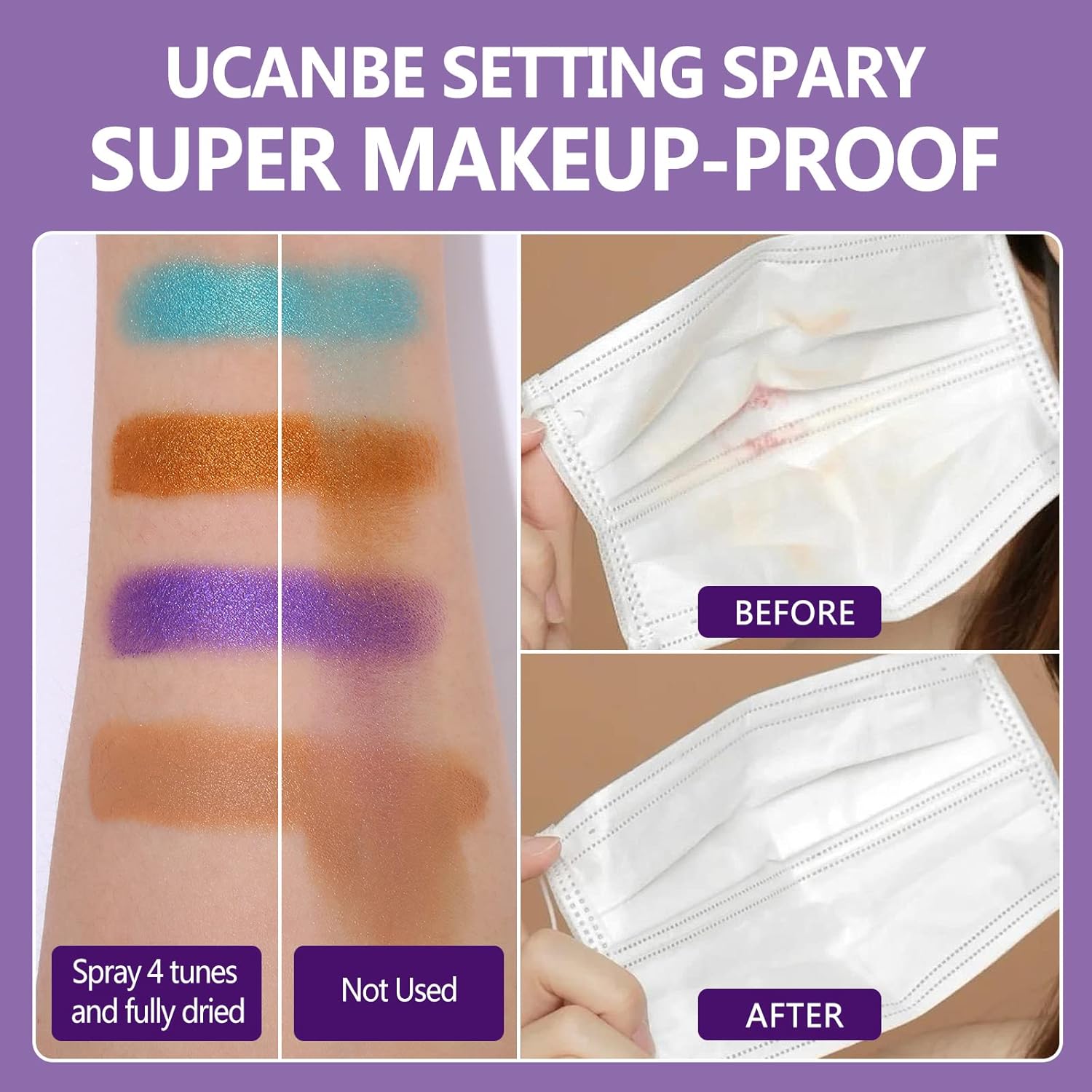 Long Lasting Makeup Setting Spray Kit- 6.76 Fl oz Hydrating Matte Finish Mist Lightweight Face Make up Fixer +Travel Size Spray Bottle+Sponge Puff Makeup Set - Image 4