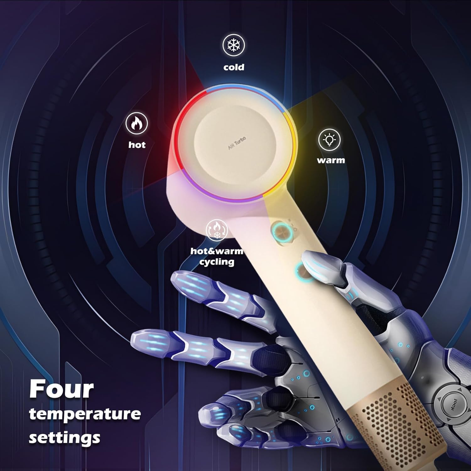 Hair Dryer, High Speed Negative Ionic Blow Dryer Professional with 75m/s Airflow, 110,000 RPM Brushless Motor, Fast Drying Lightweight Travel Hairdryer, Low Noise Magnetic Nozzle - Image 6