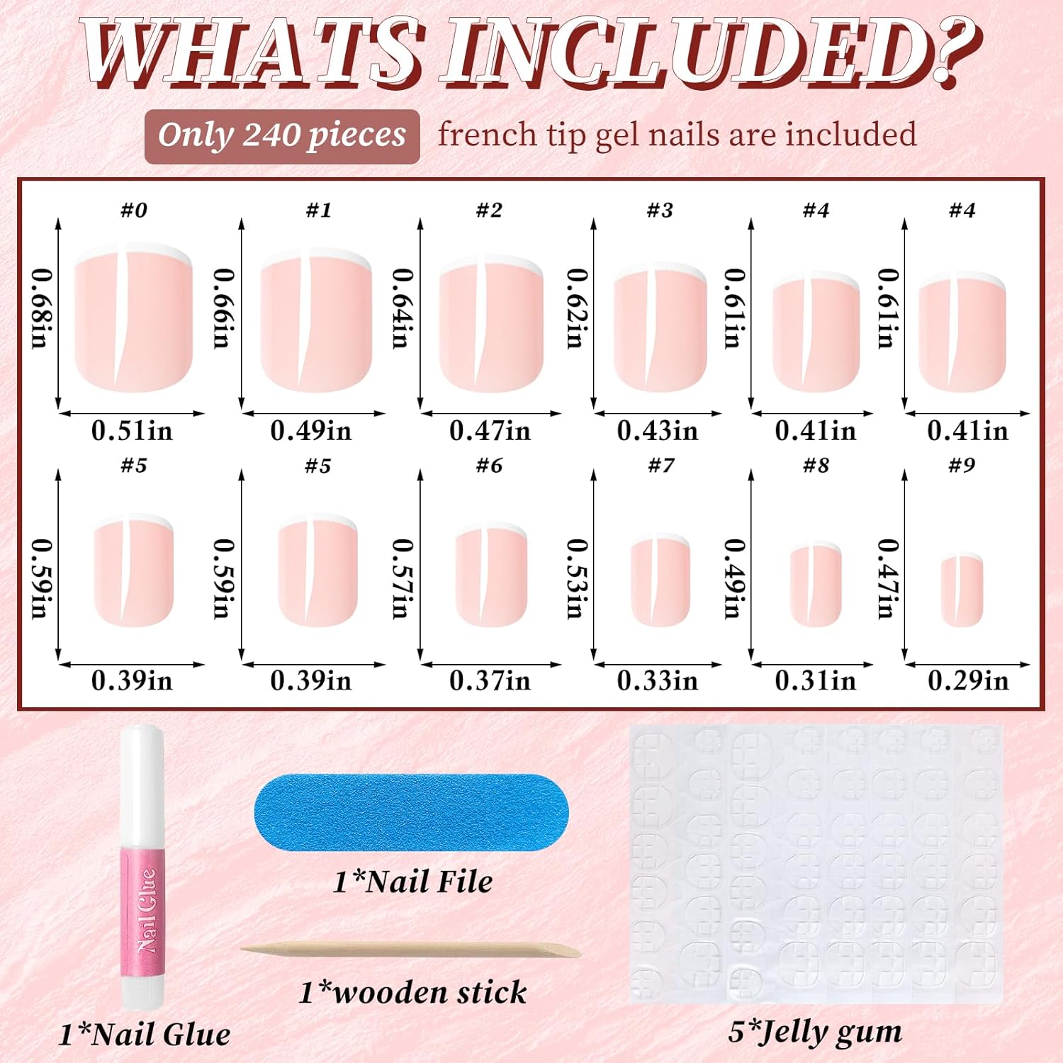 White French Tip Press on Nails Short Square Fake Nails, Glossy Square Nails Press on Full Cover Acrylic French Tip Nails Short False Nail Tips 240pcs Glue on Nails - Image 4
