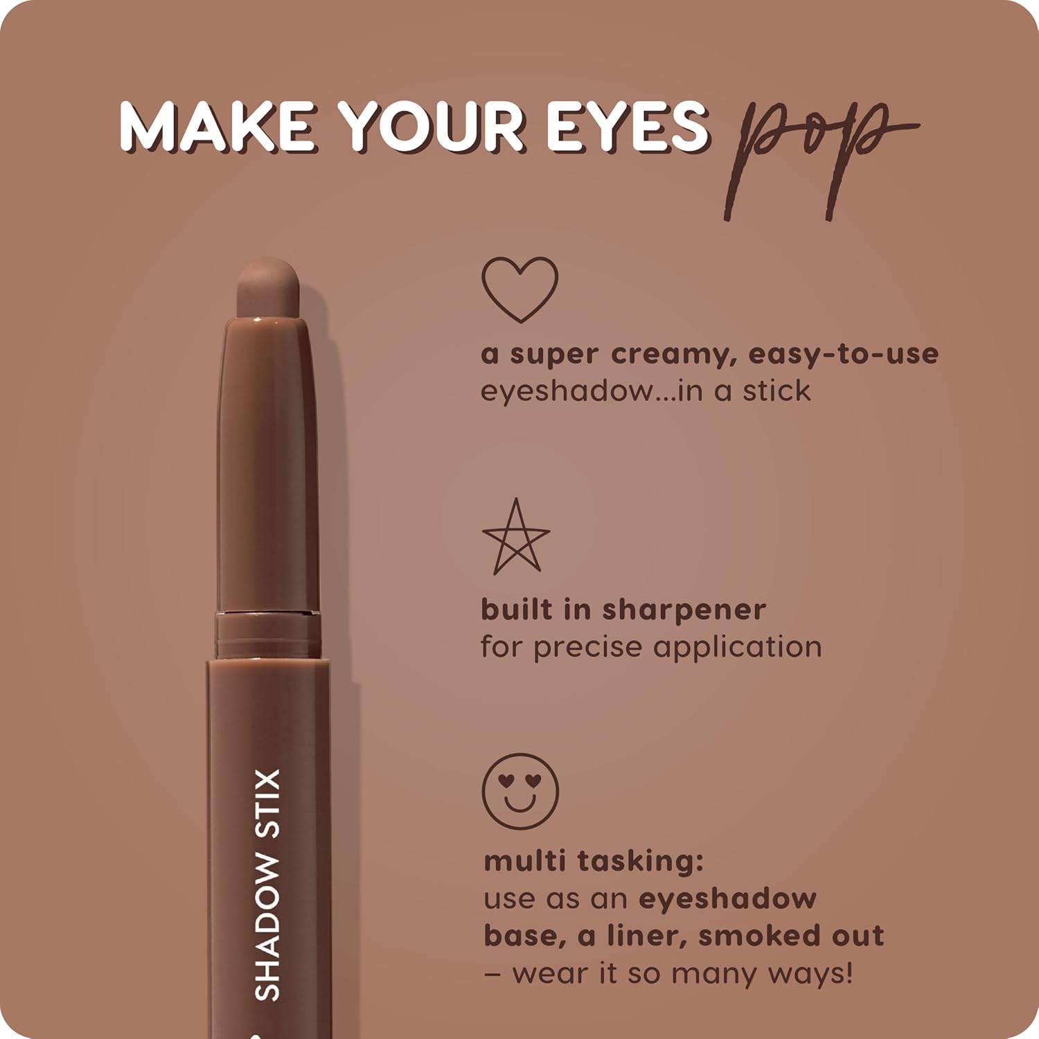 ColourPop Shadow Stix - Cream Eyeshadow Stick with Long-Lasting Color - Multi-Use Cream Makeup with a Built-In Sharpener & Precise Tip for Easy Application - Walnut Ave (0.05 oz) - Image 4