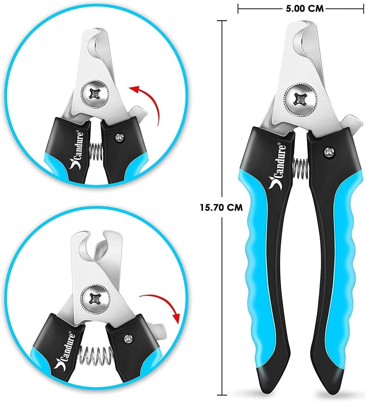 Candure Dog Nail Clippers Professional Dog Nail Trimmers Suitable for Large to Medium Dogs, Cats, Rabbits and Guinea Pigs - Safety Lock/Protective Guard to Avoid Over Cutting - Image 2