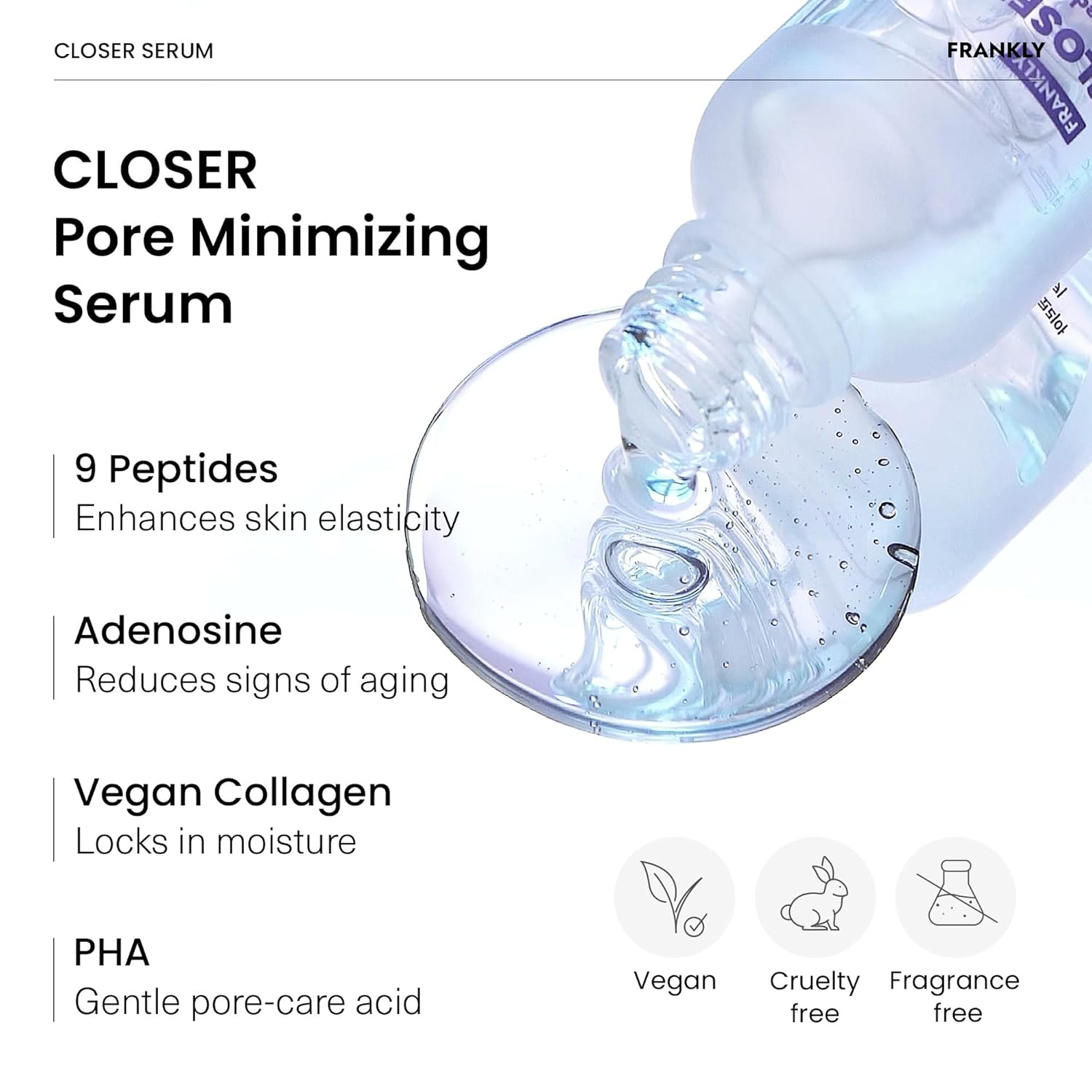 FRANKLY Closer Serum | Pore Minimizer Serum | 9 Peptides, Vegan Collagen, Adenosine, PHA | Korean Pore Minimizer for Glass Skin, Anti-Aging, Hydration, Elasticity | 1.01 fl oz - Image 3