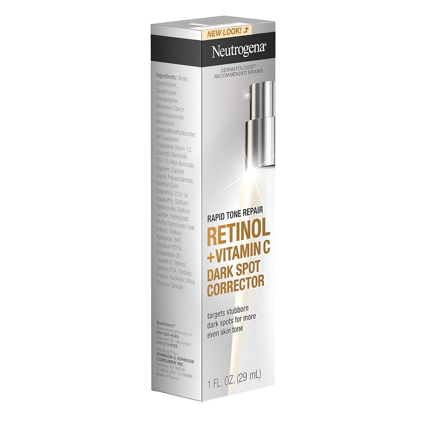 Neutrogena Rapid Tone Repair Retinol + Vitamin C Dark Spot Corrector Face Serum, Daily Anti-Wrinkle Dark Spot Corrector to Brighten & Even Tone, Mineral-Oil & Dye-Free, White, 1 oz - Image 10