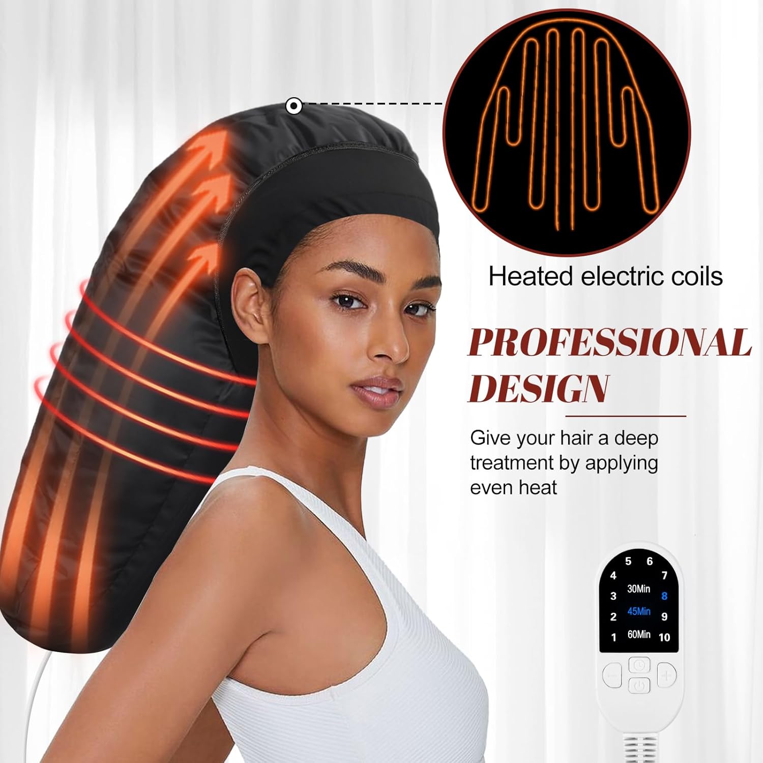 Professional Hair Steamer for Deep Conditioning with 10 Heat Levels and 3 Time Settings - Image 2