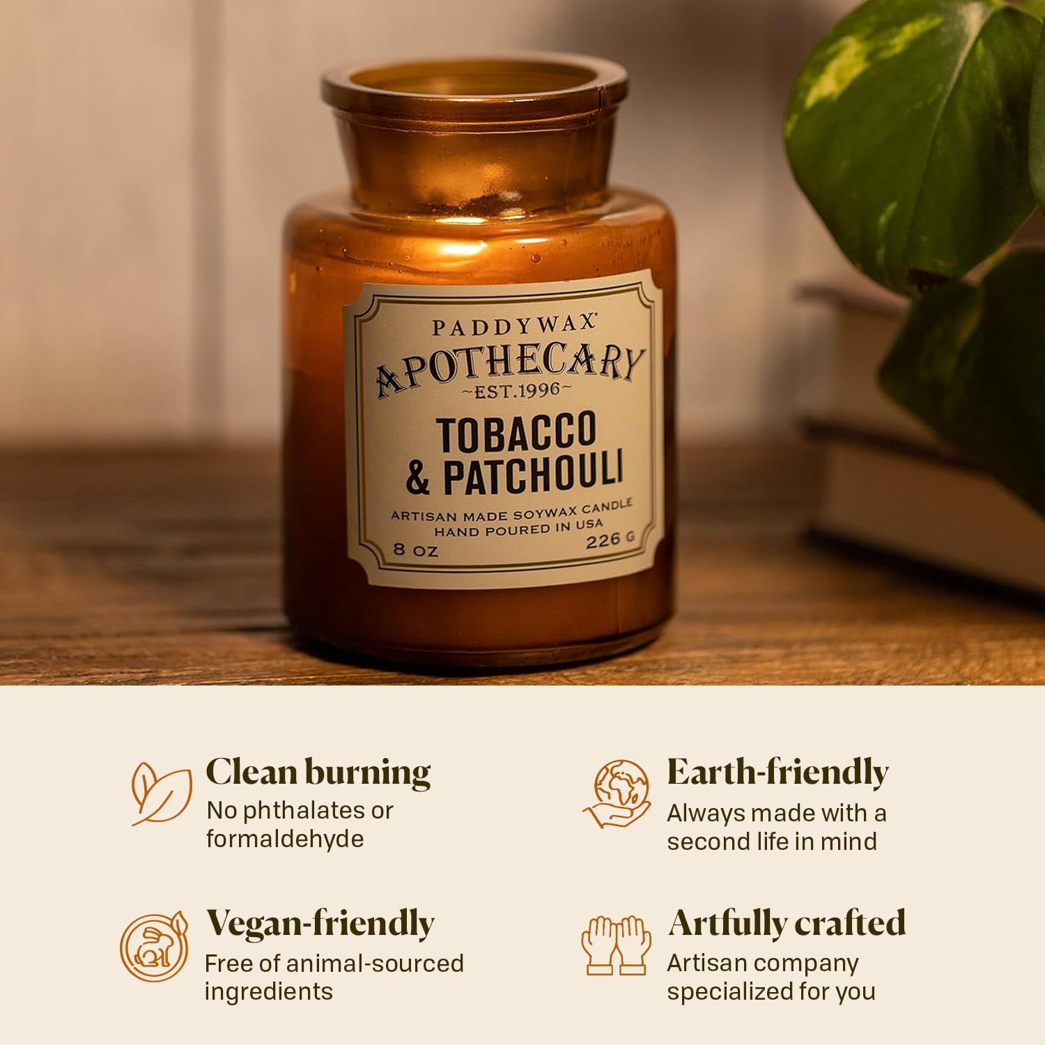 Paddywax Scented Candles Artisan Apothecary Candle, 8-Ounce, Tobacco & Patchouli - Image 5