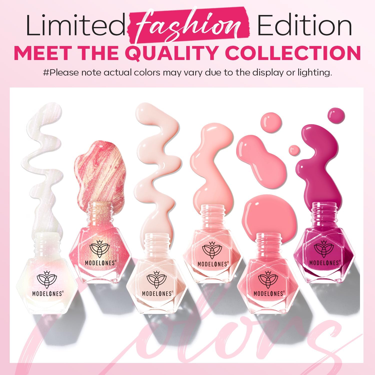 modelones Nail Polish Set, 6 Colors Quick Dry Nude Hot Pink Chrome Nail Polish Light Pink Shimmer Pearl Spring Summer Fingernail Polish DIY Nail Art Salon Home Easter Gifts for Women Girl - Image 2