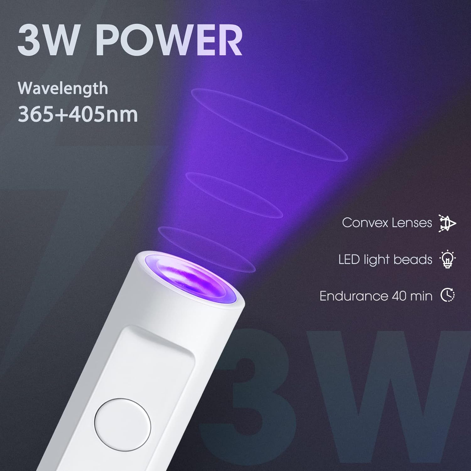 Mini UV Nail Lamp for Gel Nails Handheld UV Light for Nails Portable Led Lamp 3W Nail Dryer for Curing Gel Polish USB Light Flashlight for Home DIY Manicure(White) - Image 6