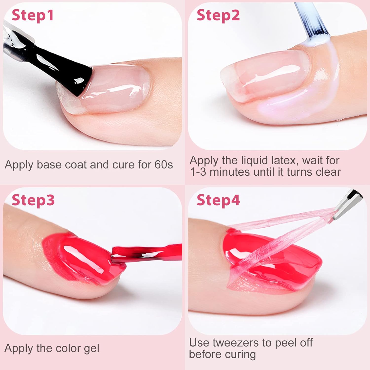 Liquid Latex for Nails, DRMODE Nail Latex Tape Peel Off Fast Drying Nail Polish Barrier, Nail Cuticle Guard Protector for Fingers Nail Stamping with Tweezers for Nail Art - Image 6