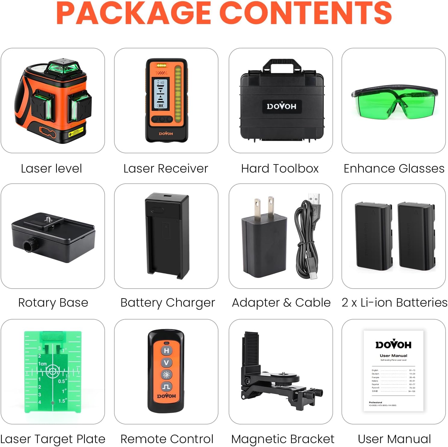 Outdoor Laser Level with Receiver : Daylight High Visibility Laser Level 360 Self Leveling Up To 400ft Long Range 110mw High Power Green with Detector Outside Construction Landscaping, H3-360G - Image 6