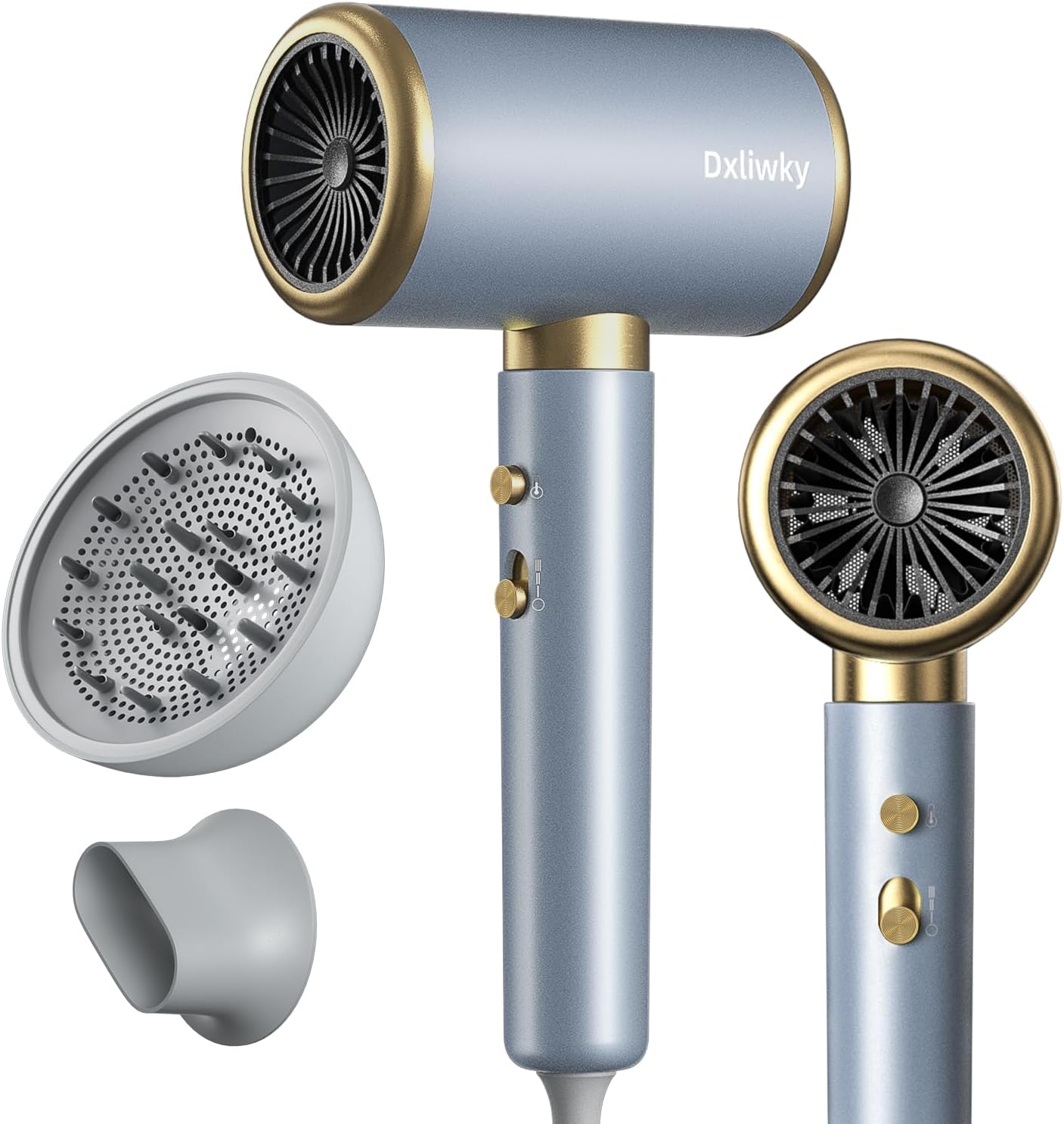 Professional Ionic Hair Dryer Blow Dryer 1875W with Diffuser and Concentrator, Constant Temperature Hair Care,Fast Drying Low Noise for Home Salon Travel (Light Blue)