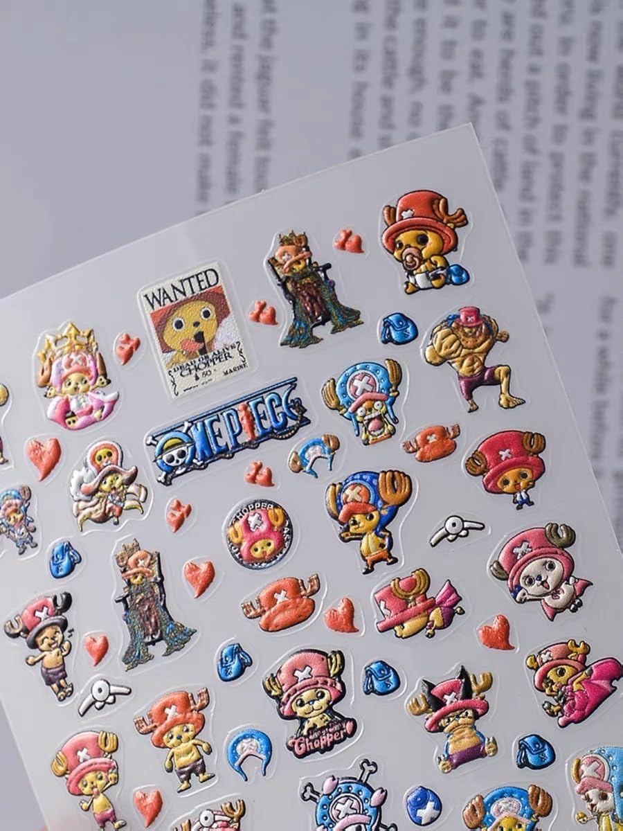 ONE Piece Nail SSTICKER 3D Anime Nail Sticker ONE Piece Nail DECALEmbossed Nail Art Stickers Decals Self Adhesive Nail Sticker Kawaii Design Anime Nail Stickers for Women, Girls, Kids, Gift (Monkey) - Image 4