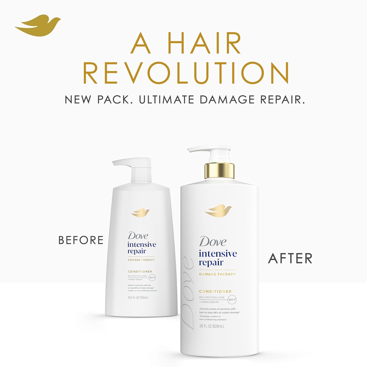Dove Conditioner Intensive Repair for Damaged Hair with Bio-Protein Care Technology and Amino Serum 28 Fl Oz - Image 4