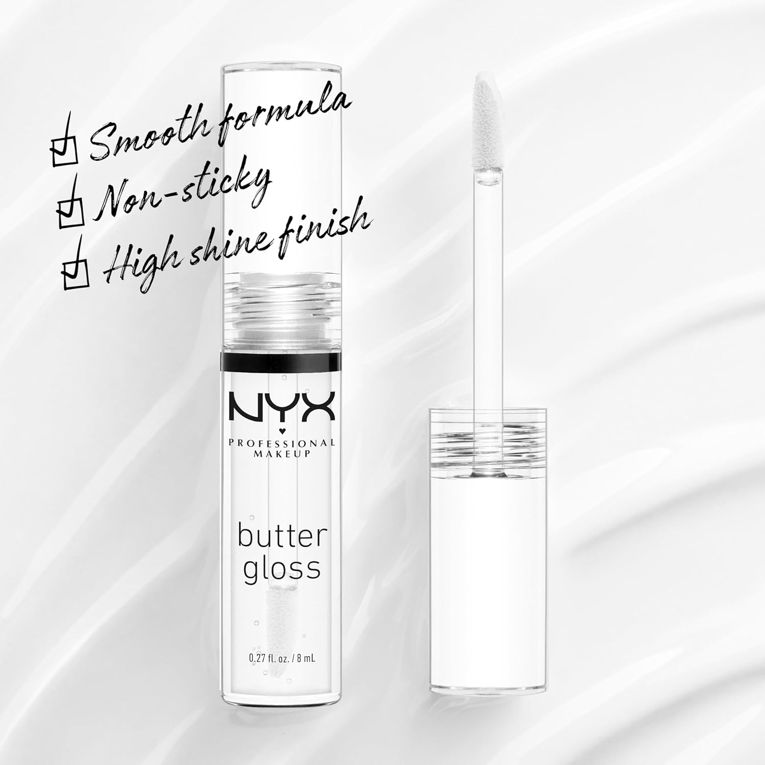 NYX PROFESSIONAL MAKEUP Butter Gloss, Non-Sticky Lip Gloss - Sugar Glass ,Clear - Image 2
