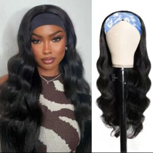 Body Wave Headband Wig Headband Wigs for Black Women Human Hair Glueless Wear and Go Glueless 100% Brazilian Virgin Human Hair Headband Wig 150% Density (18inch)