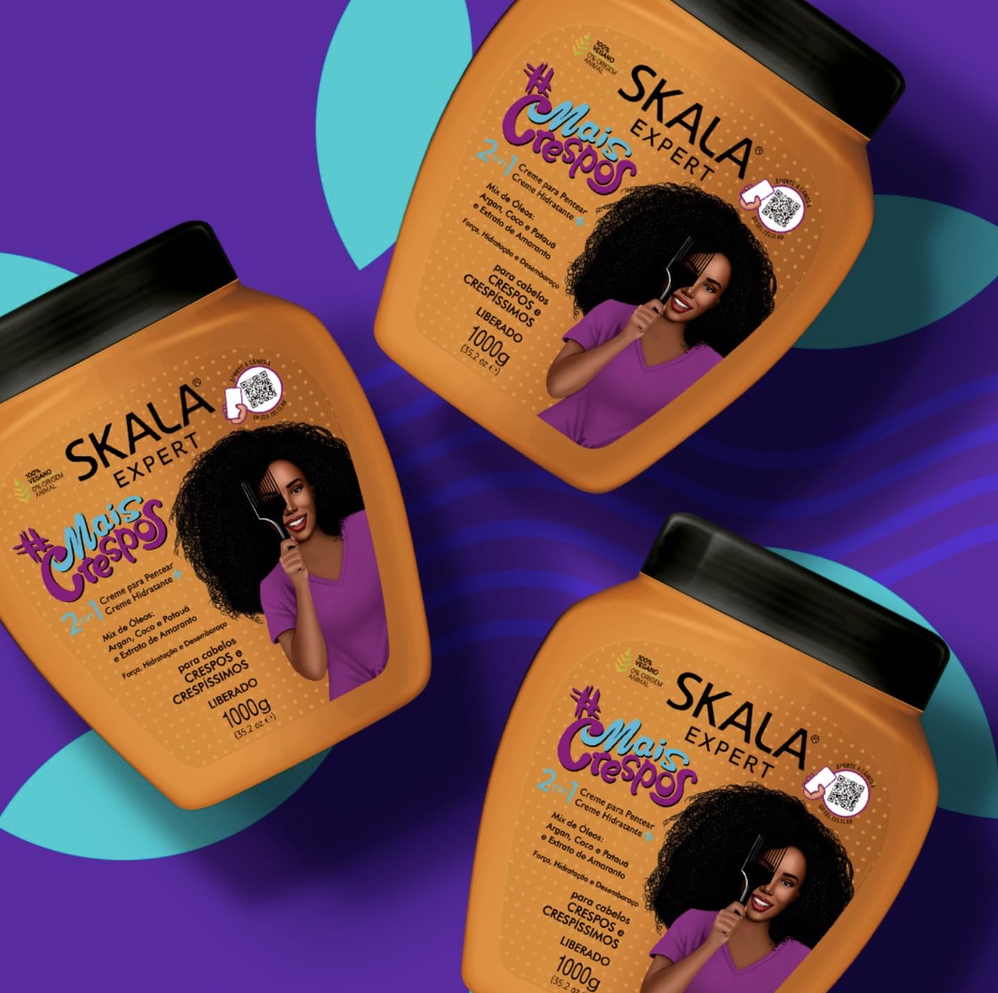 SKALA Mais Crespos Super Curly Hair Type 4ABC - Hydrate , Eliminate Frizz 2 IN 1 Conditioning Treatment Cream and Cream To Comb 35.2oz - Image 6