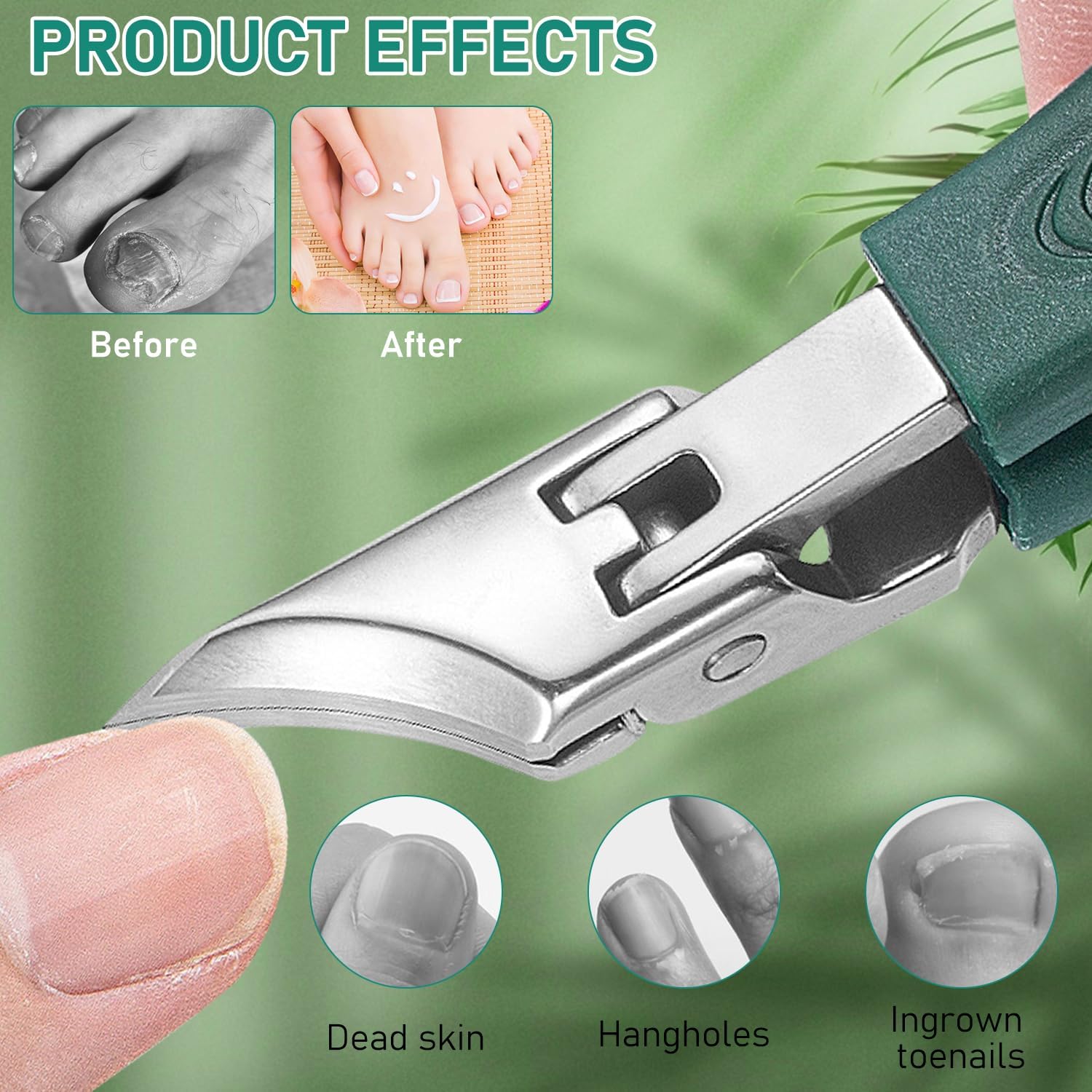 Eagle Beak Beveled Nail Clippers, 2025 New Ultra Sharp Stainless Steel Nail Clippers for Thick and Ingrown Nails (Green) - Image 4