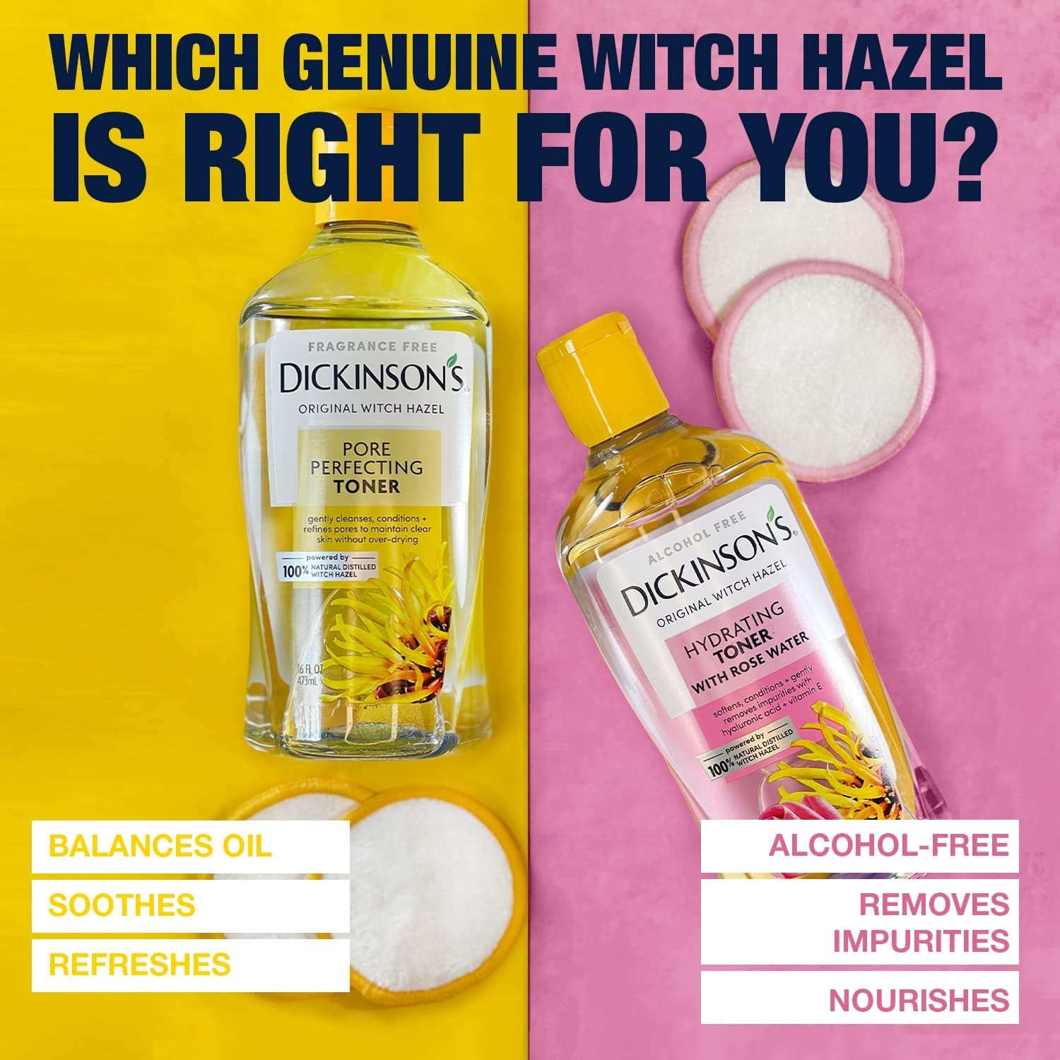 Dickinson's Enhanced Witch Hazel Hydrating Toner with Rosewater, Alcohol Free, 98% Natural Formula, 16 Fl Oz (Pack of 1) - Image 7