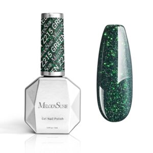 MelodySusie Green Glitter Gel Nail Polish,Sparkle 0.5 Fl Oz Soak Off UV LED Christmas Green Glitter Gel Polish Gift for Women Nail Art Manicure Salon DIY Nail Design Decoration at Home-z215
