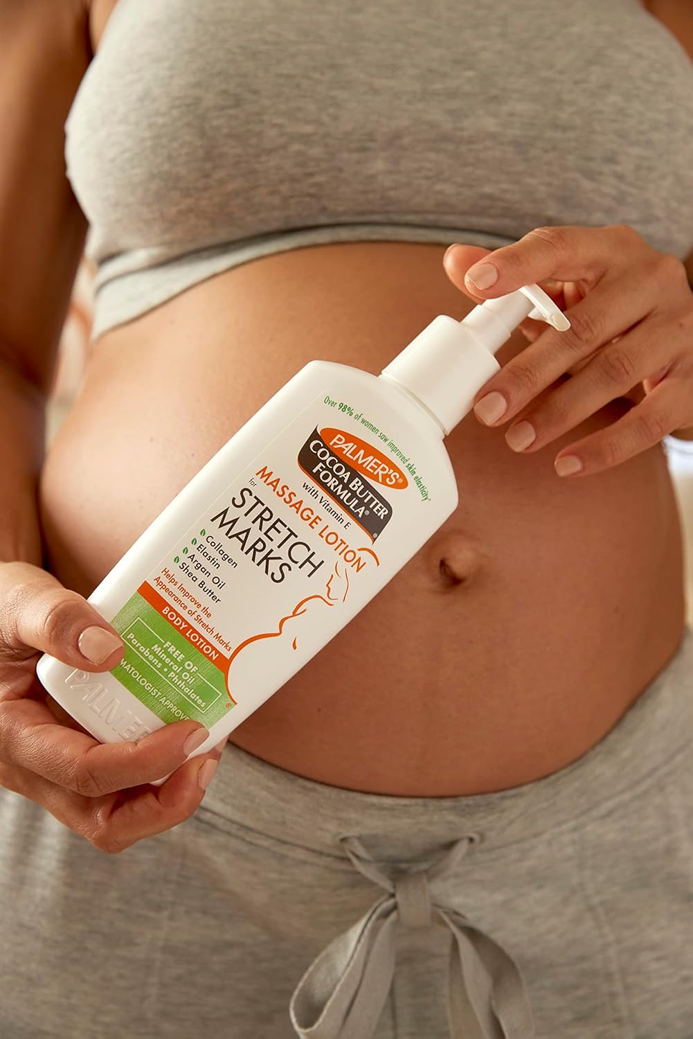 Palmer's Cocoa Butter Formula Massage Lotion for Stretch Marks, Pregnancy Skin Care, Belly Cream with Collagen, Elastin, Argan Oil and Shea Butter, 8.5 Ounces (Pack of 2) - Image 3