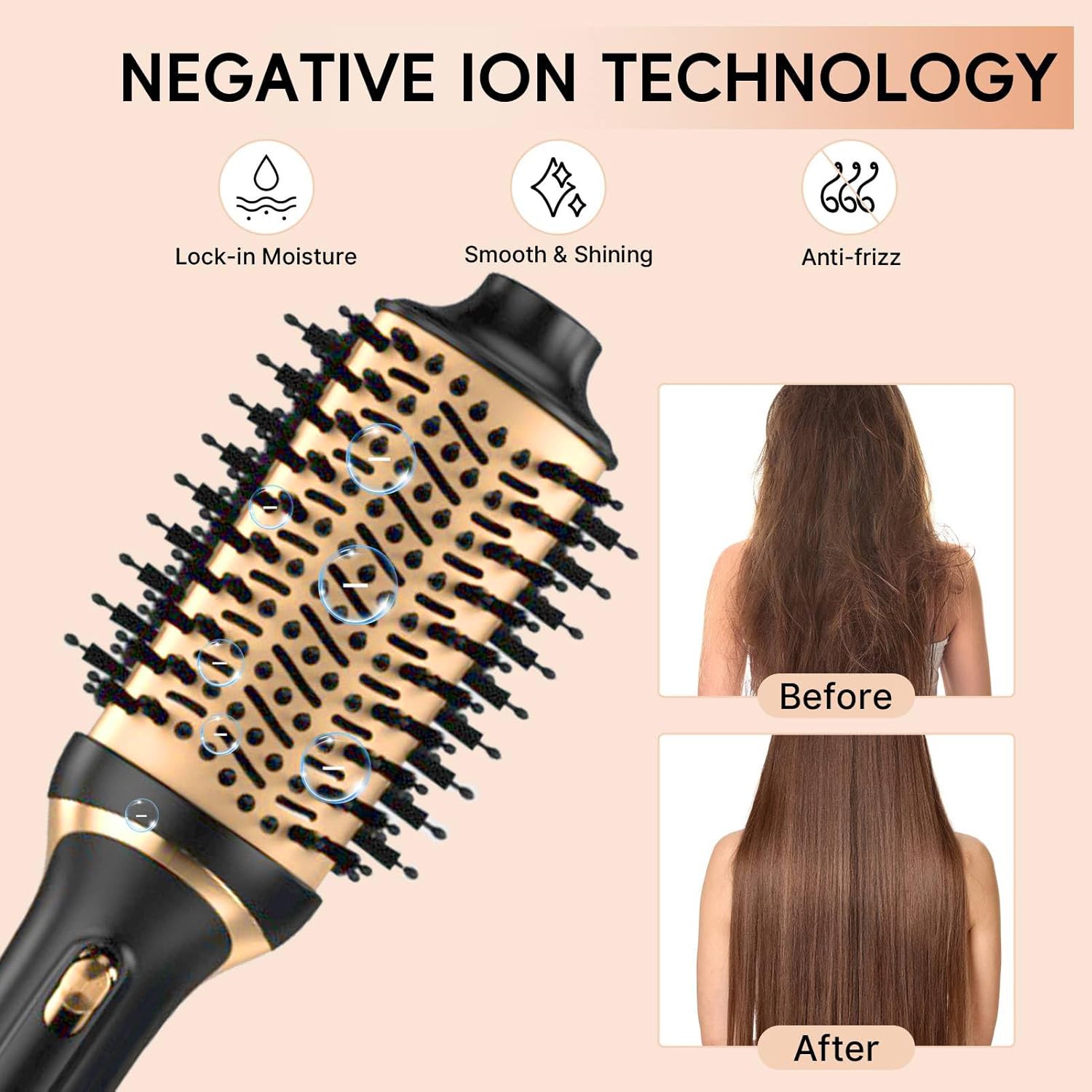 Hair Dryer Brush, Multifunctional Hot Air Brush with Adjustable Heat Settings for Different Hair Types, Negative Ion Technology & Quick Drying - Image 7
